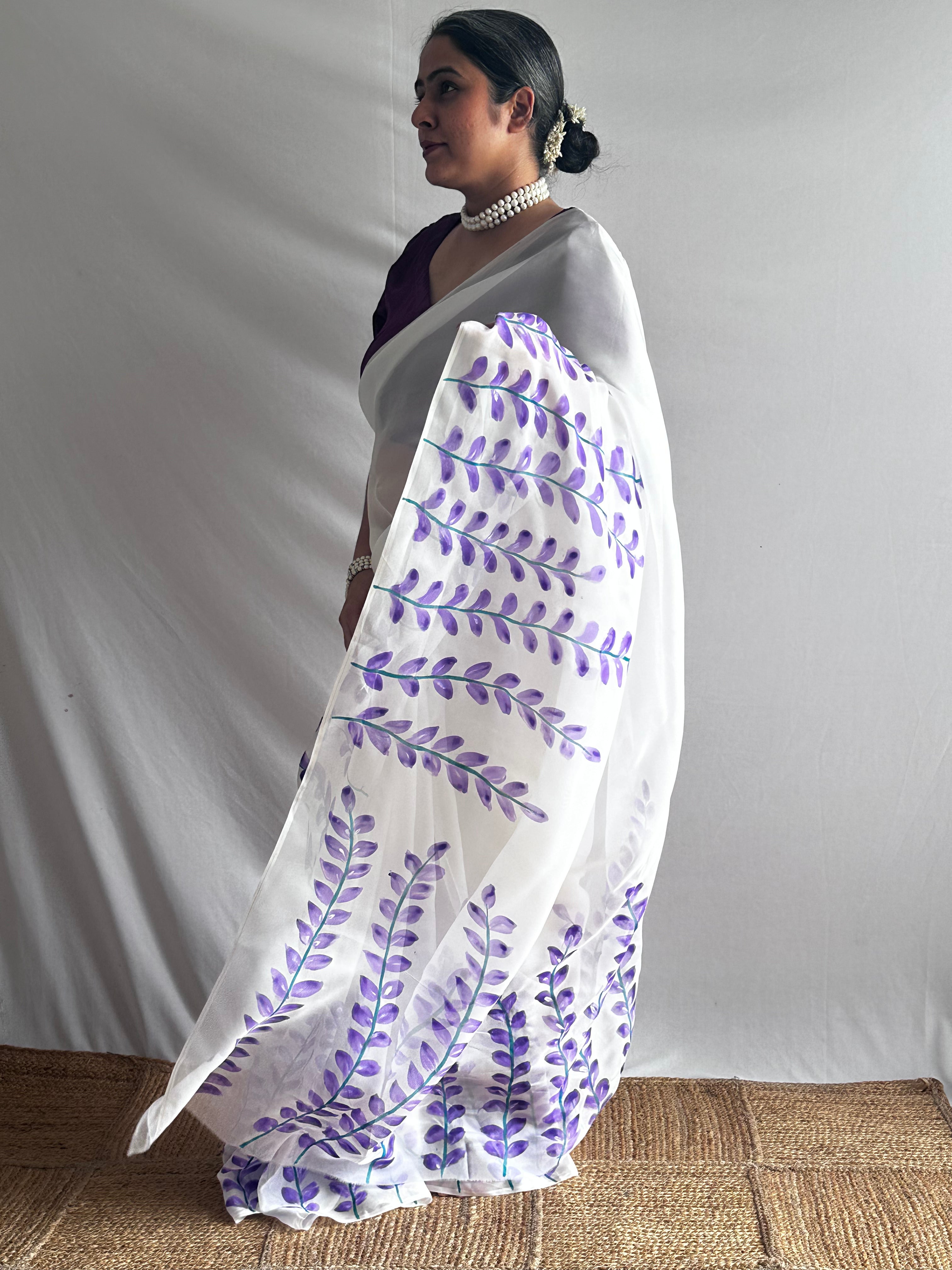 Madhumalti - Hand print Organza Silk saree