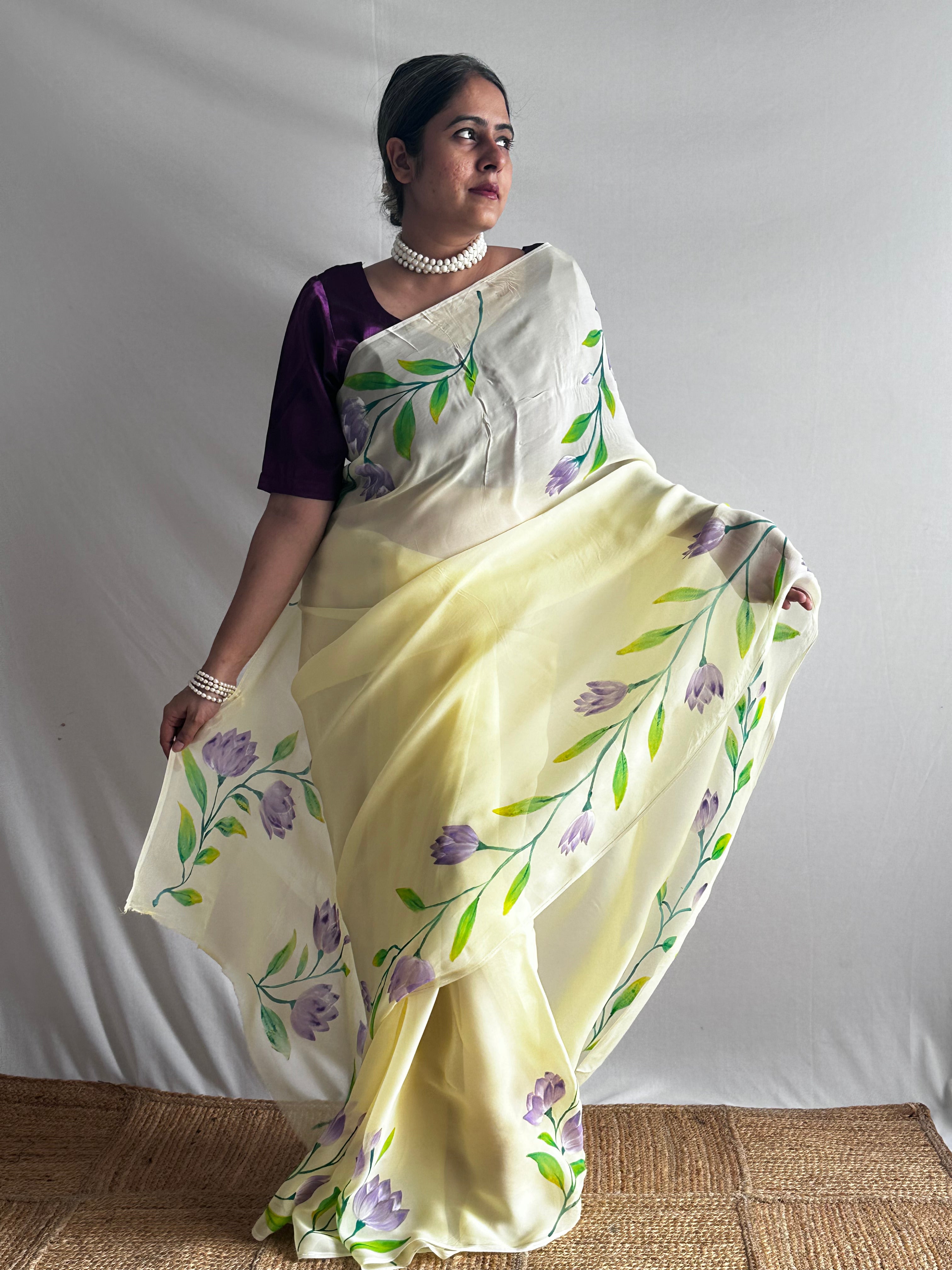 Neel Kamal - Hand print Organza Silk saree