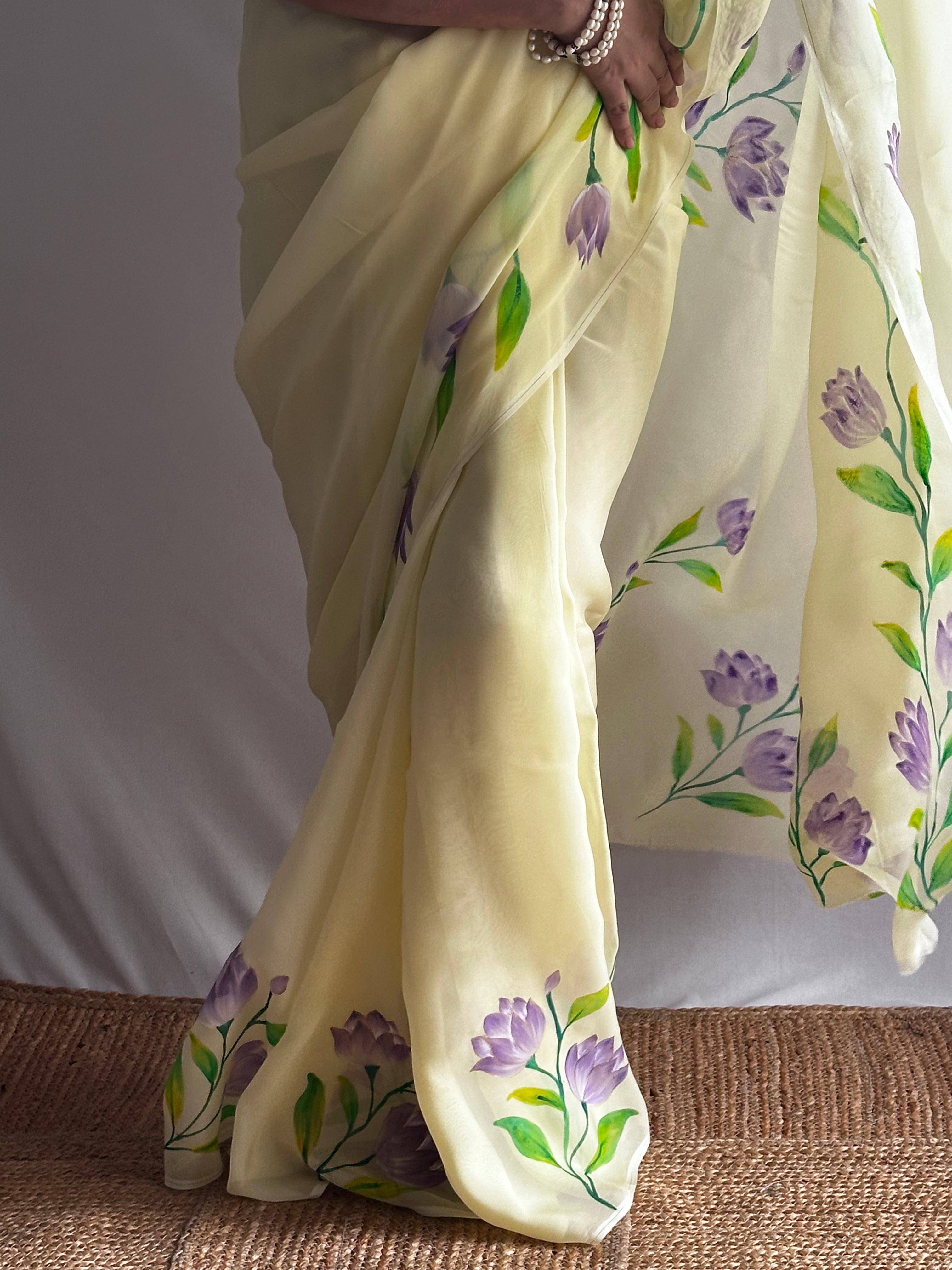 Neel Kamal - Hand print Organza Silk saree