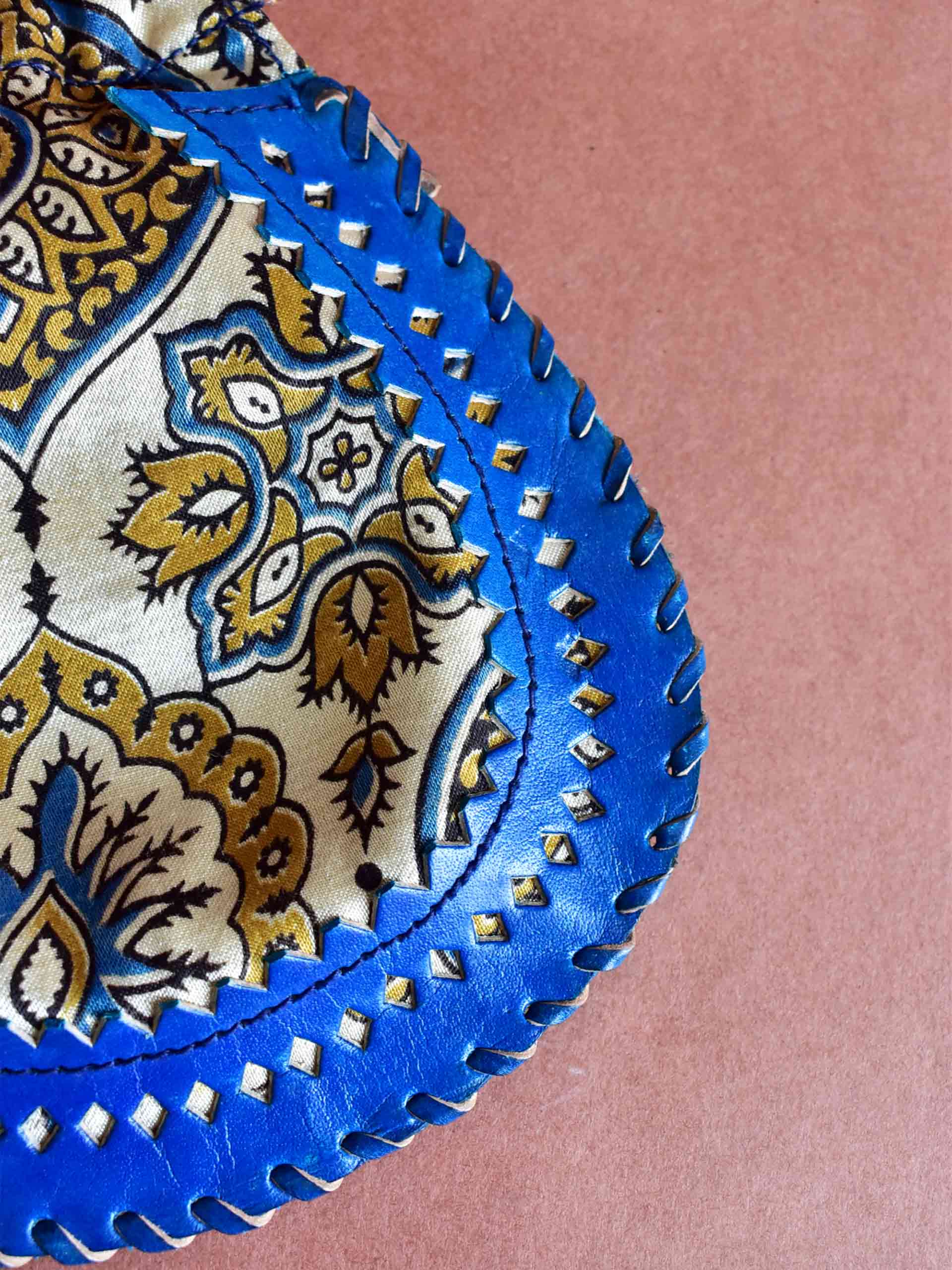 Badam - mashru silk and leather coin potli