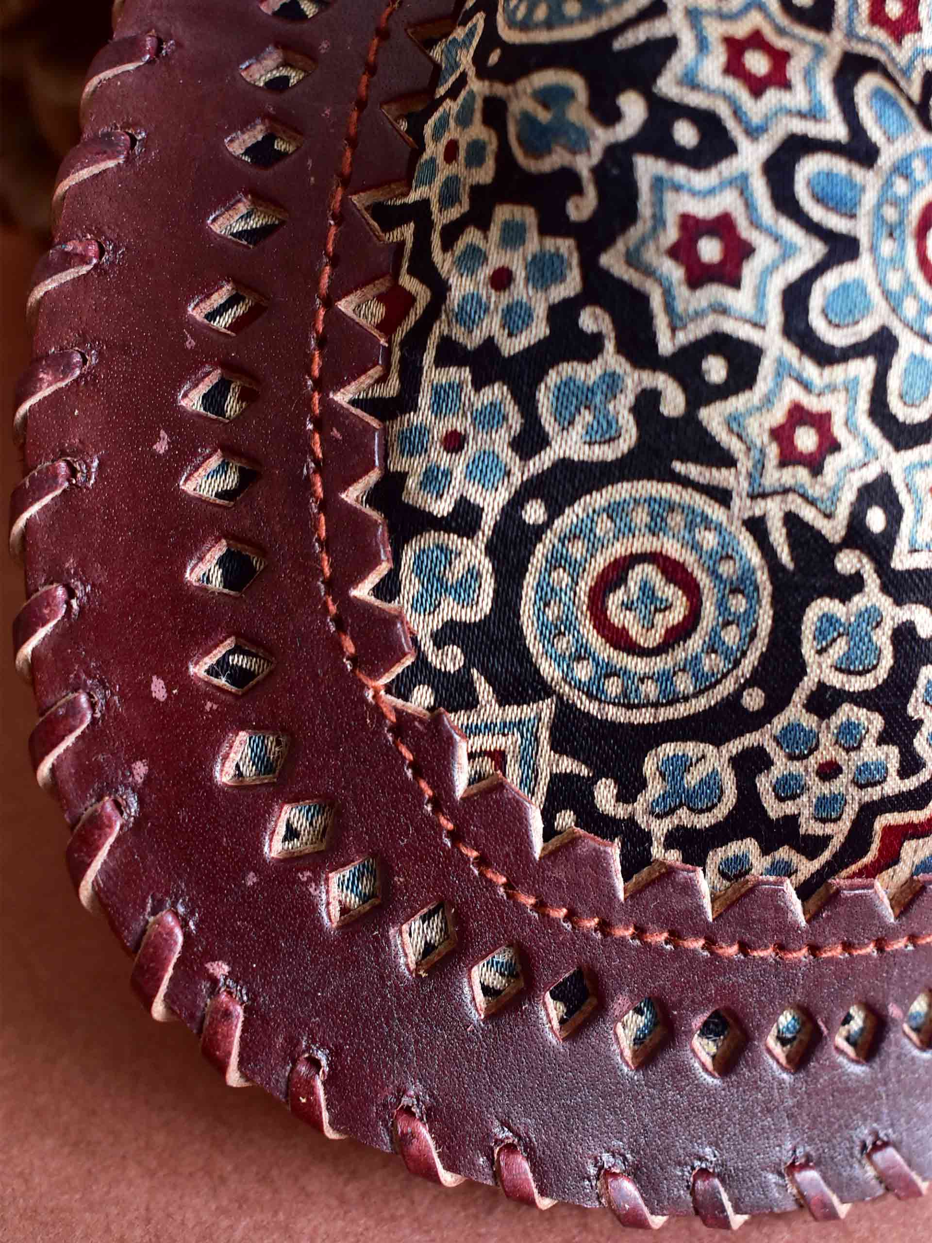 Nightangle - mashru silk and leather coin potli