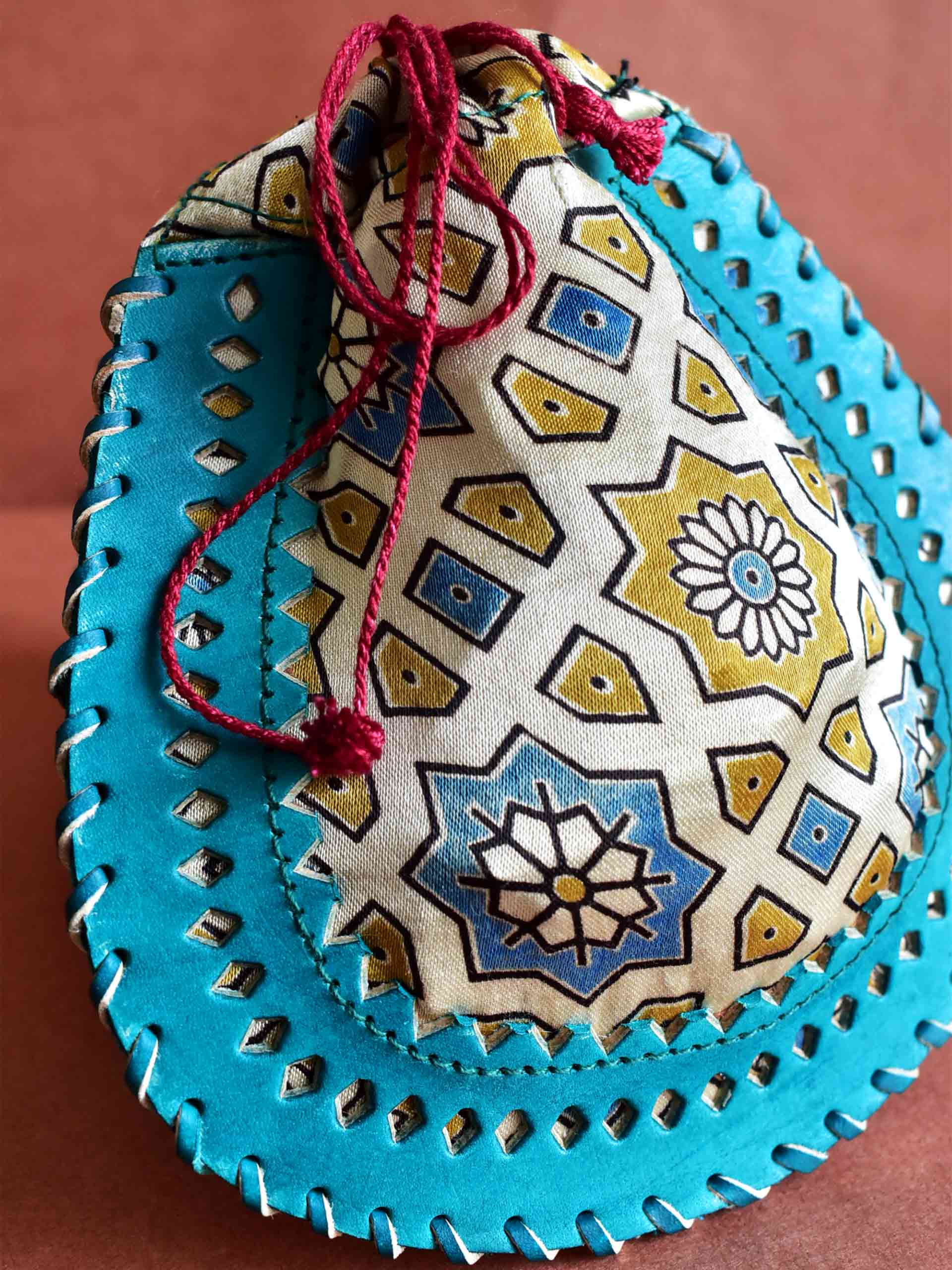 star studs - mashru silk and leather coin potli