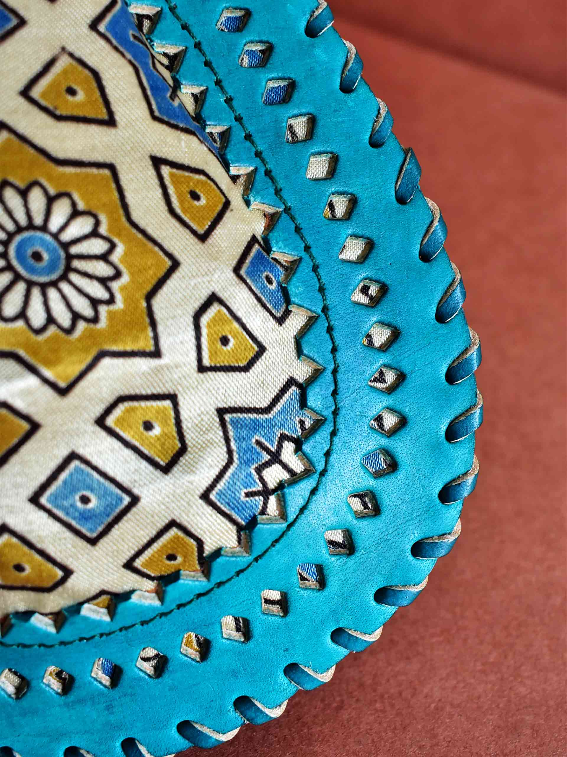 star studs - mashru silk and leather coin potli