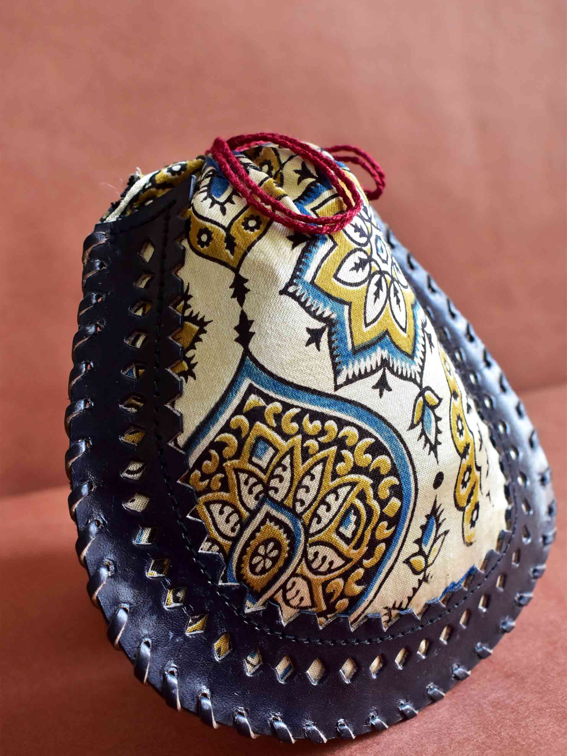 Pathways - mashru silk and leather coin potli
