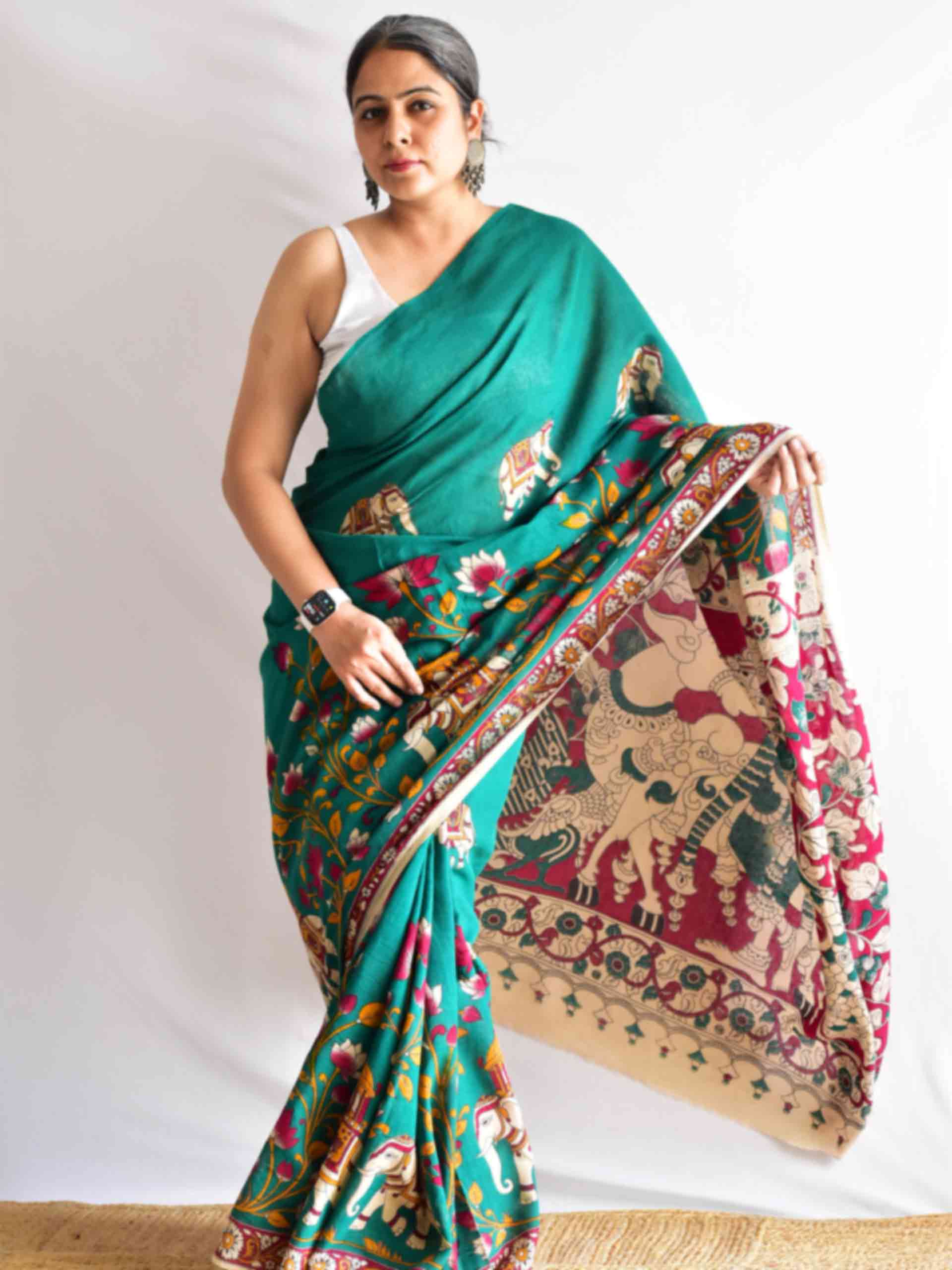 Gujadhari - kalamkari printed saree