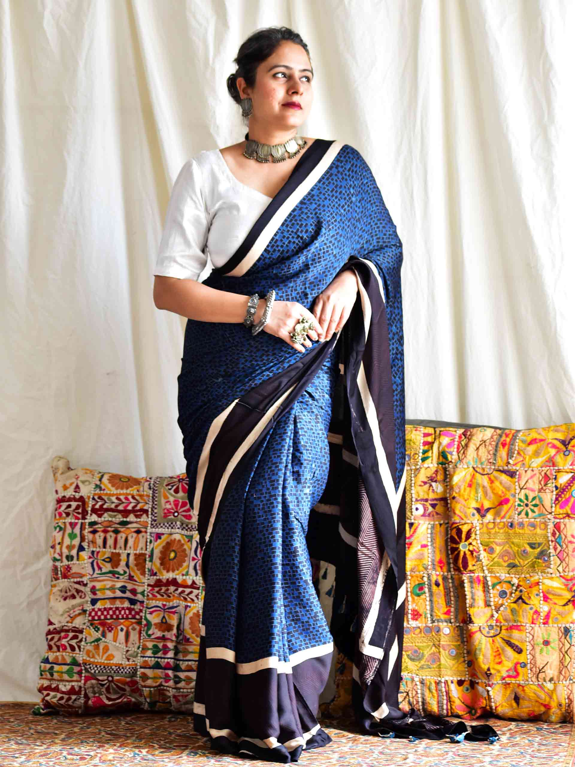 Bella - Ajrakh modal Silk Saree
