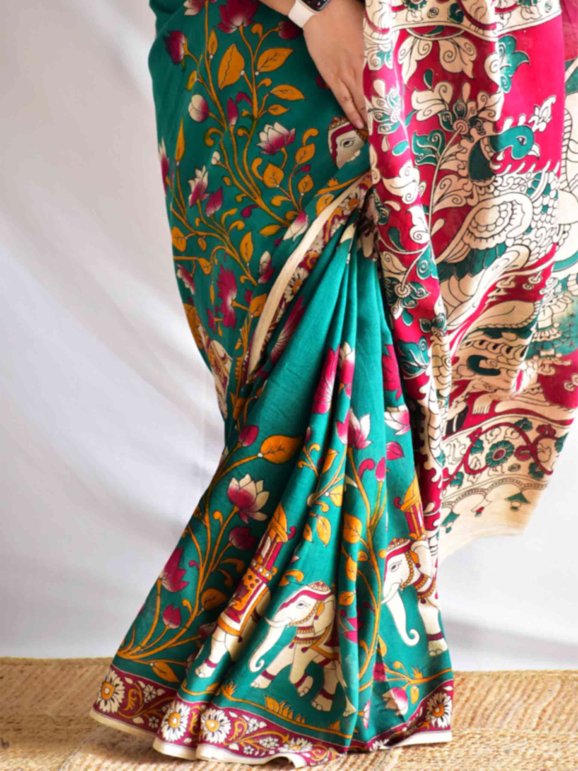 Gujadhari - kalamkari printed saree