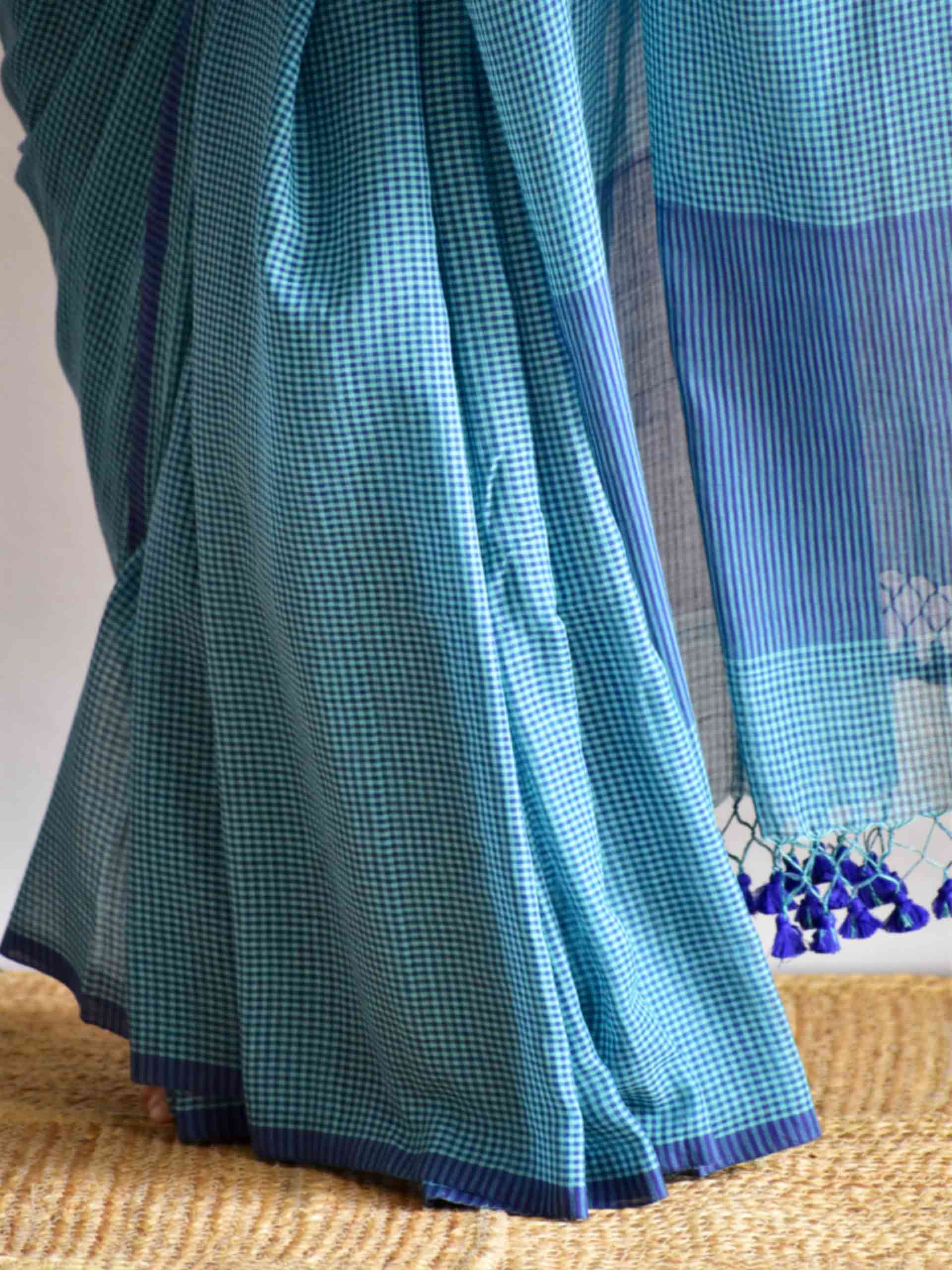 Neer - checkered Mul cotton saree