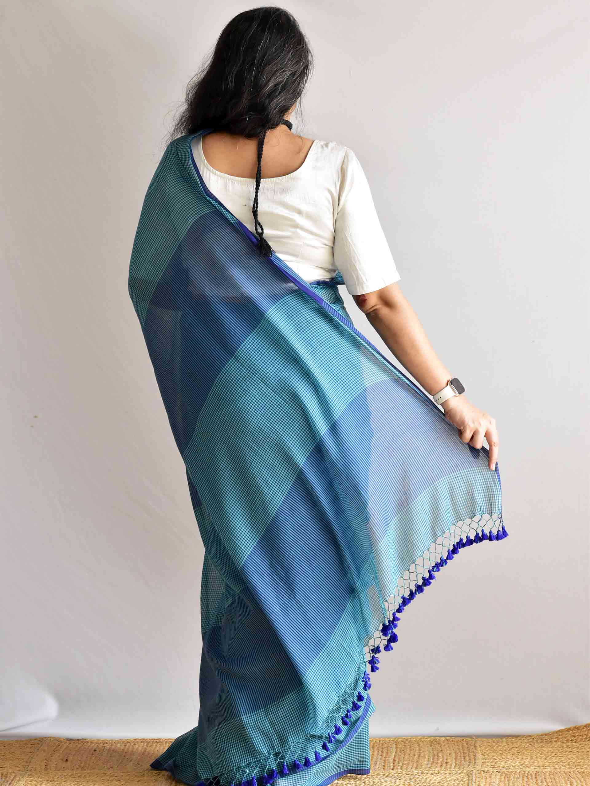 Neer - checkered Mul cotton saree
