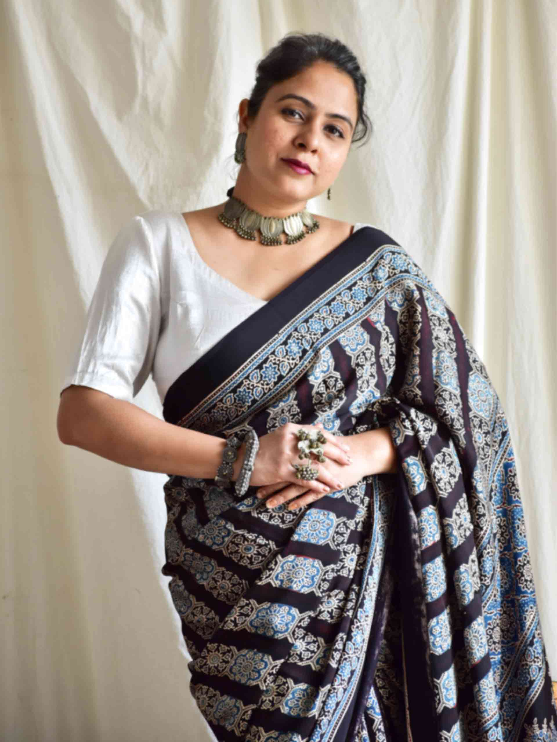 Ruhaani - Ajrakh modal Silk Saree
