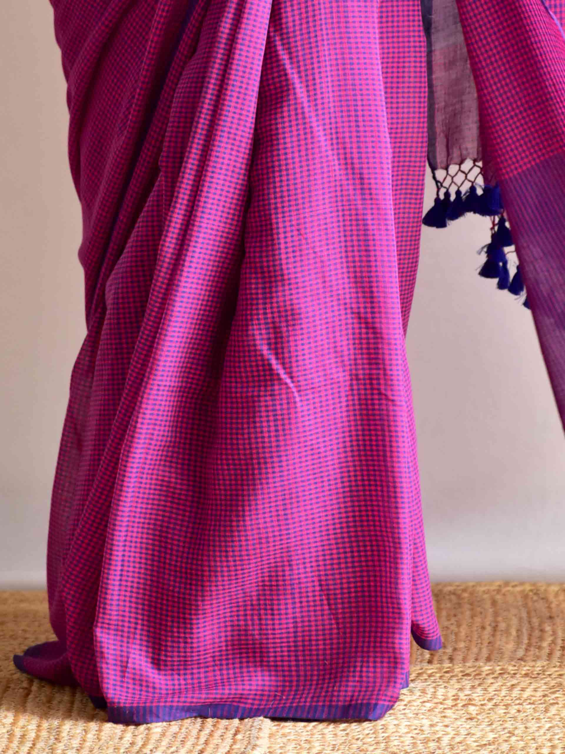 Tarang - checkered Mul cotton saree