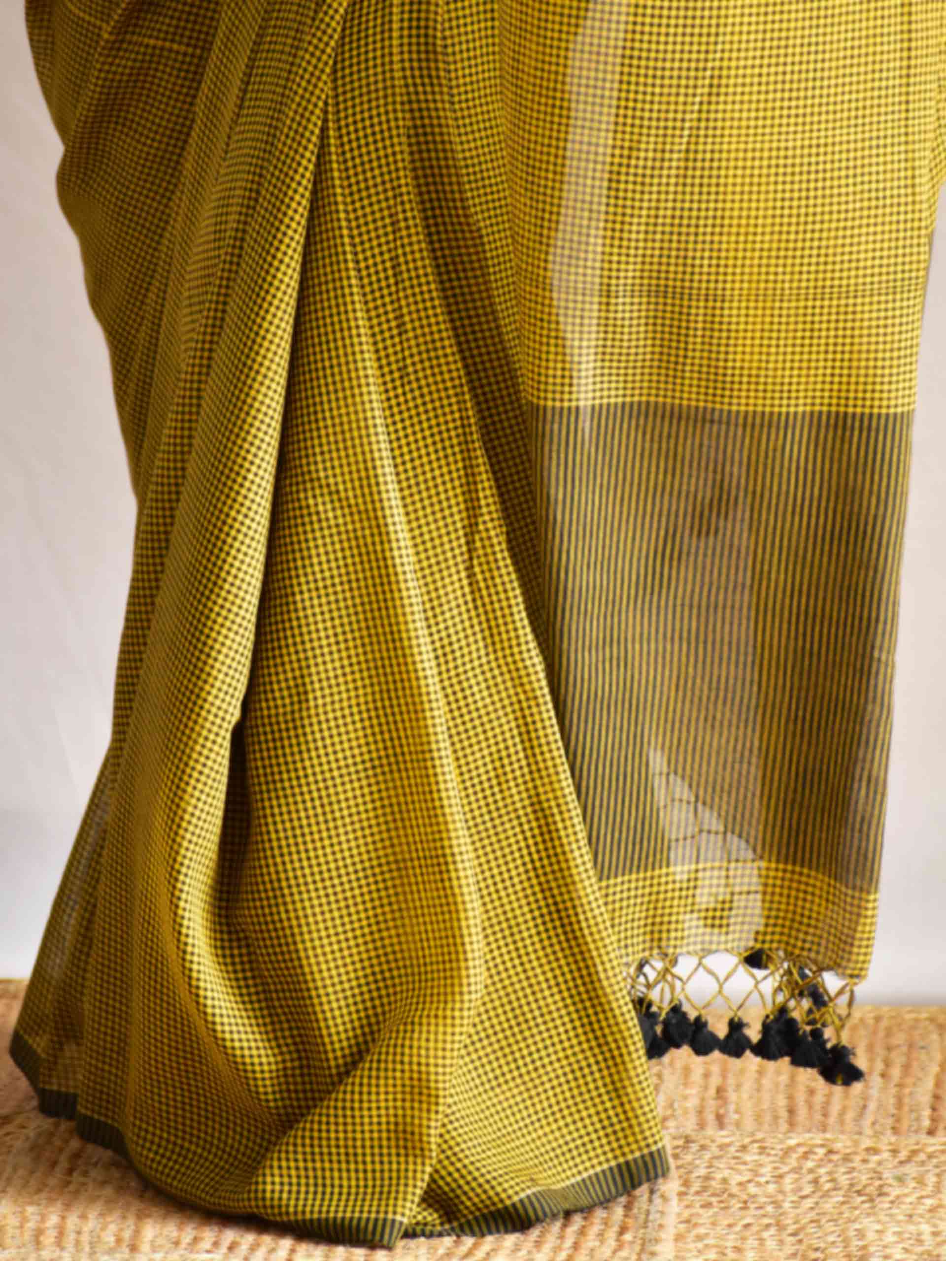 Mohini - checkered Mul cotton saree