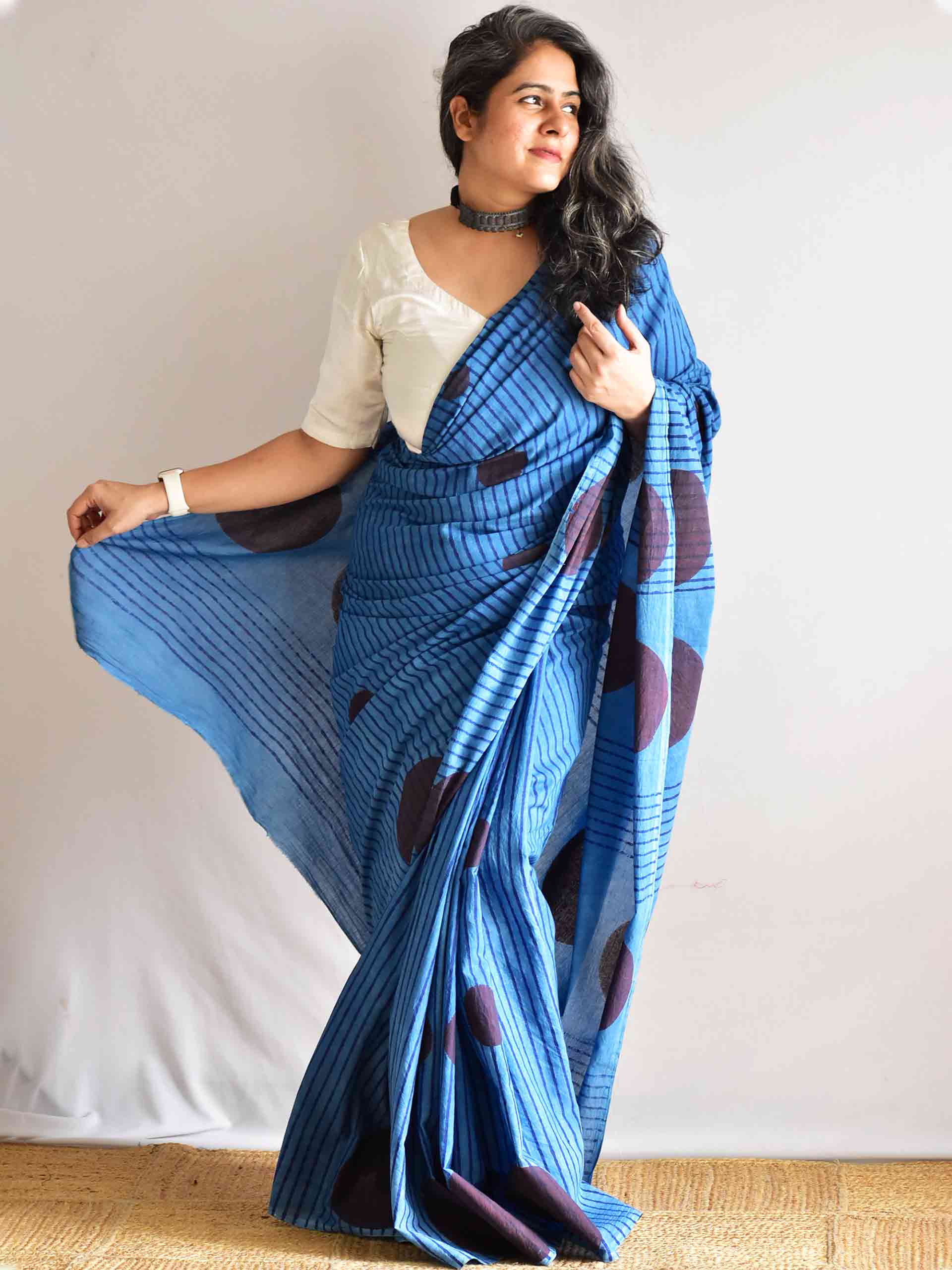 Nishachandra - Hand Block printed cotton saree