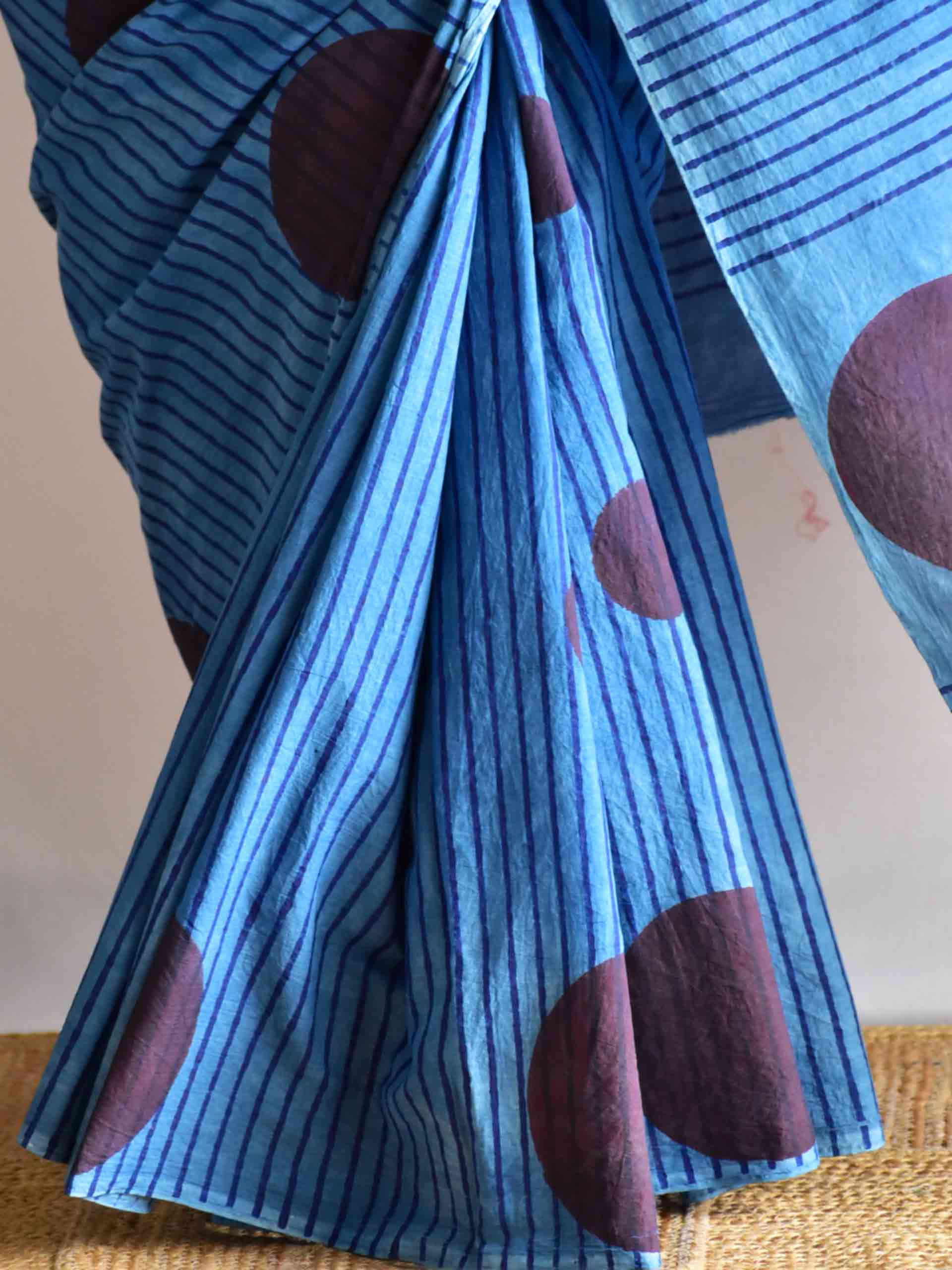 Nishachandra - Hand Block printed cotton saree