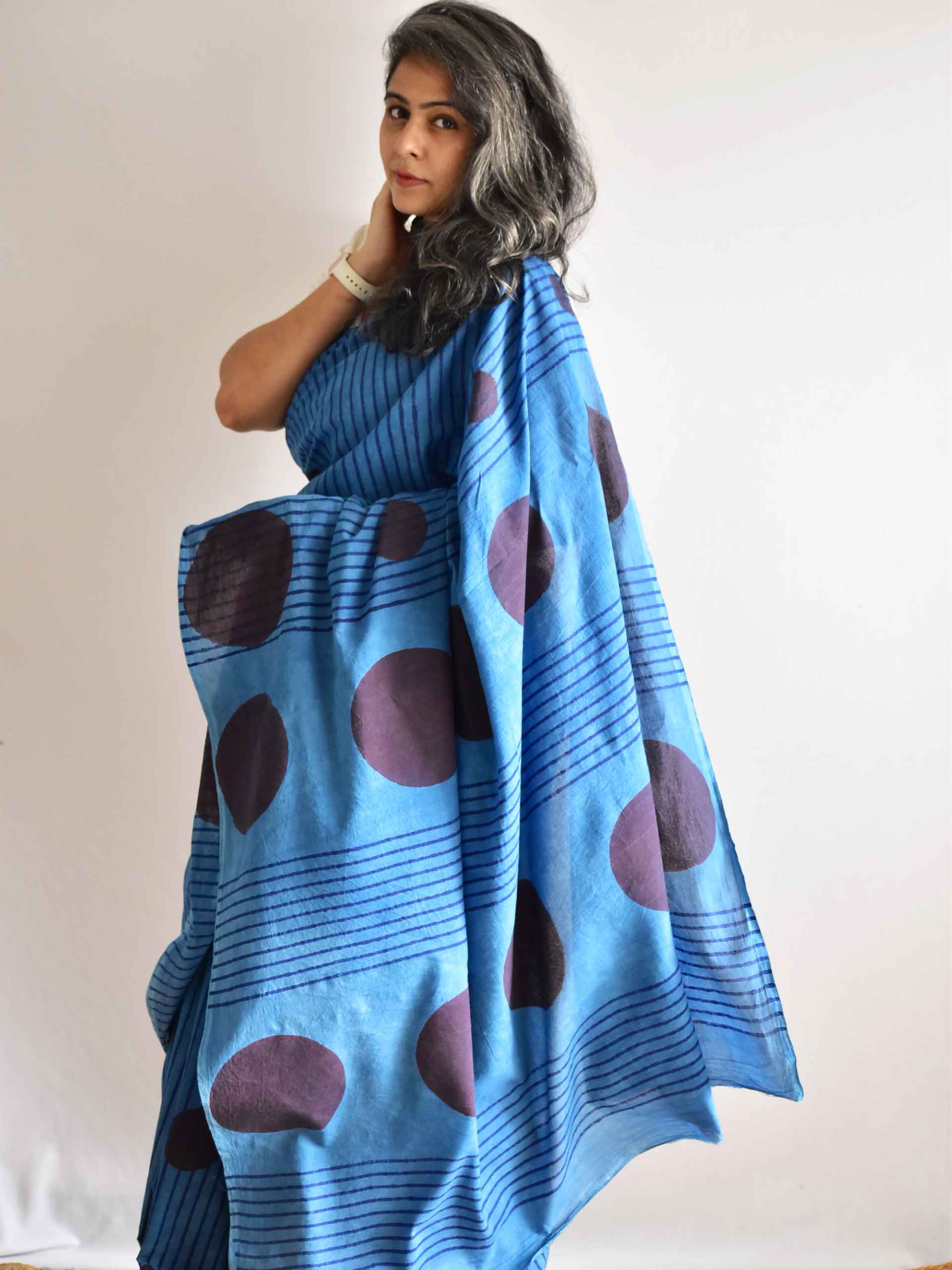 Nishachandra - Hand Block printed cotton saree
