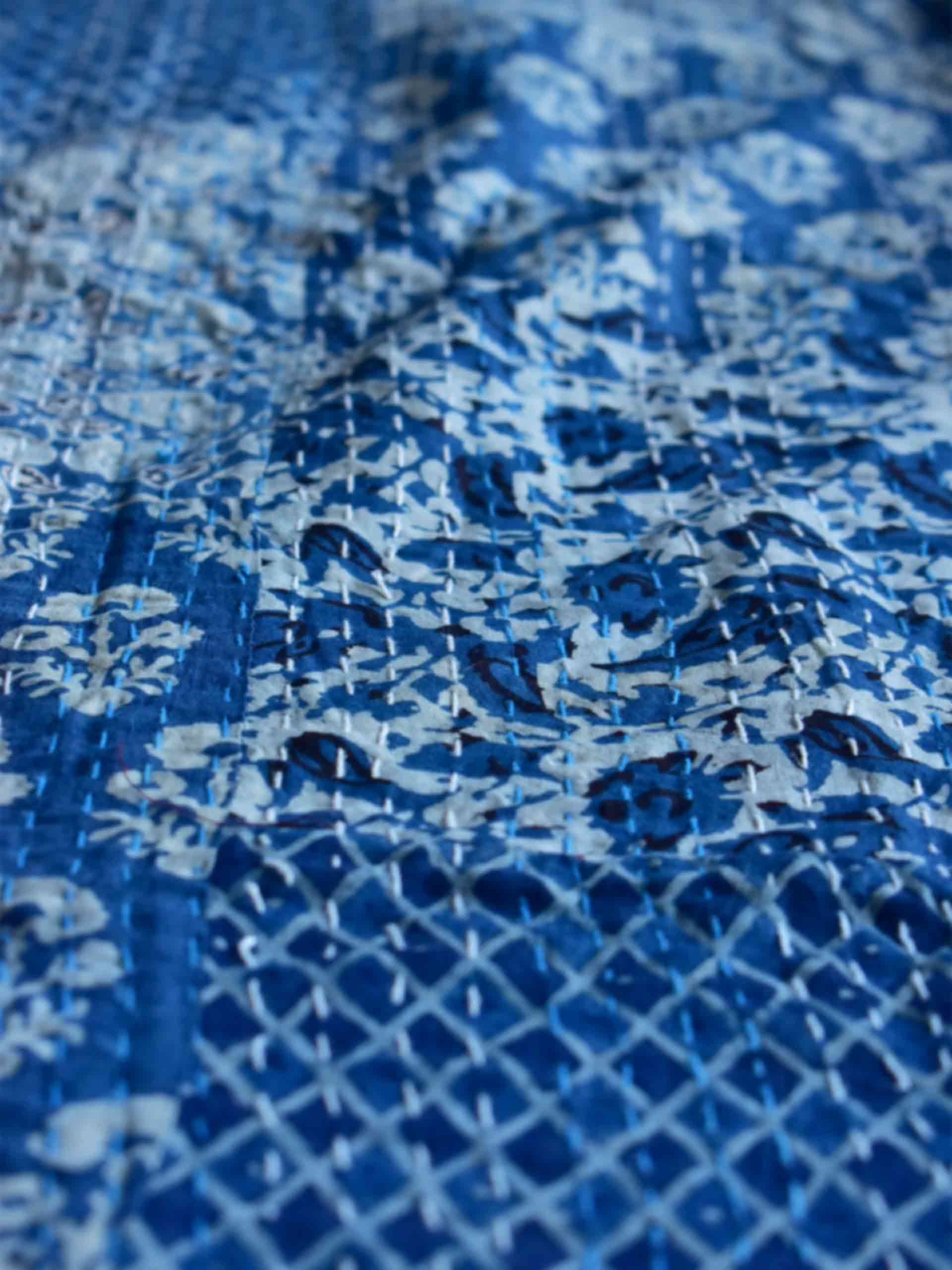 Azure - Dabu Patchwork kantha Bedcover