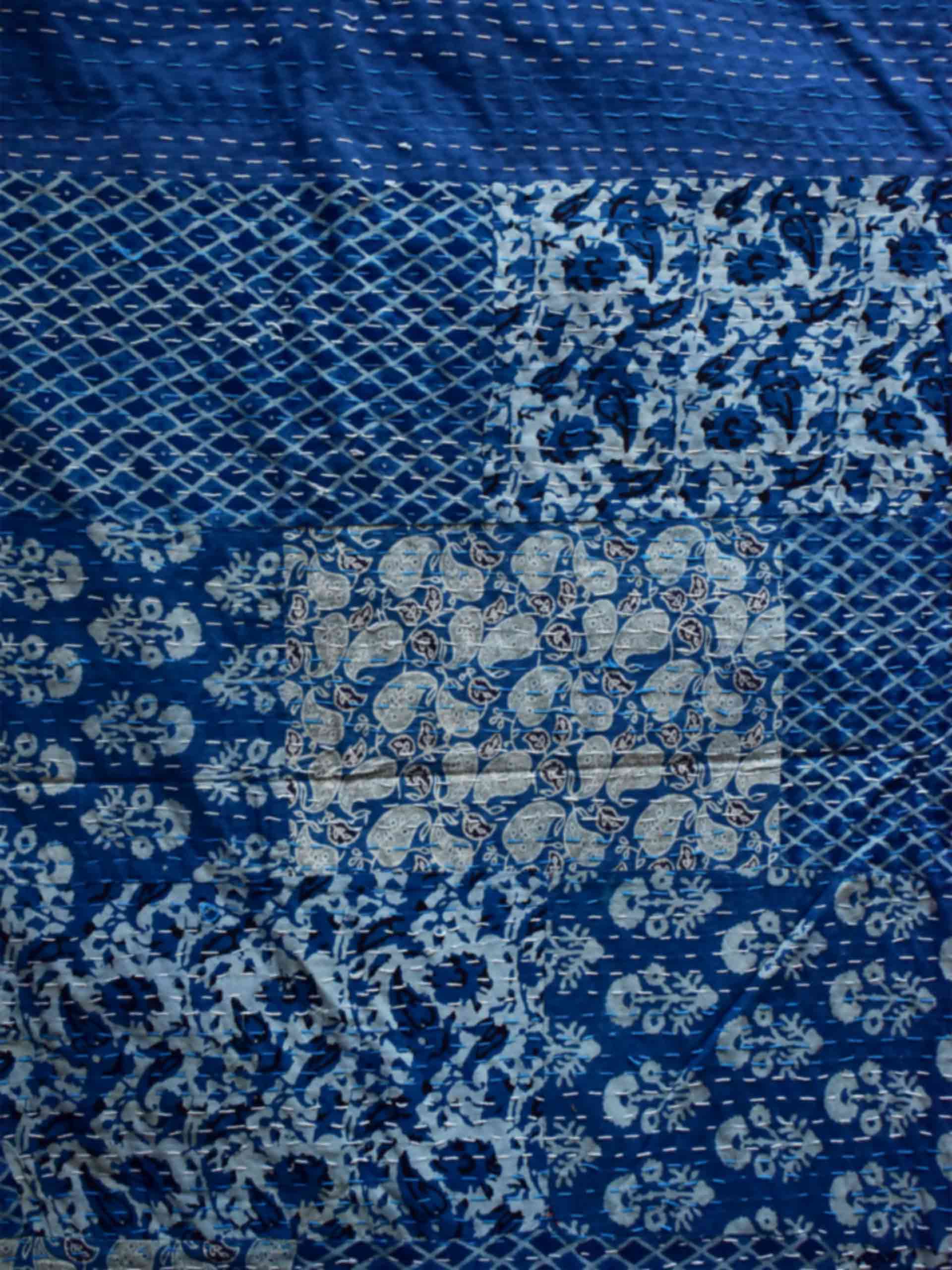 Azure - Dabu Patchwork kantha Bedcover