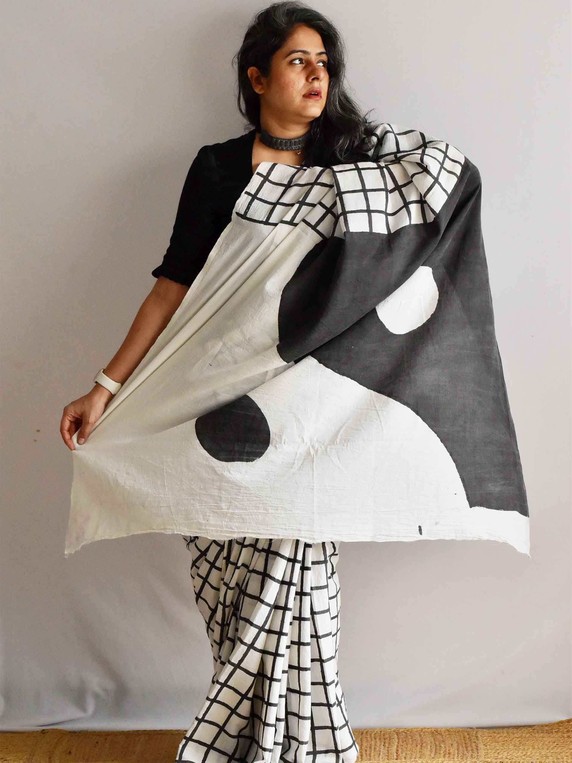 Feng shui - Hand Block printed cotton saree