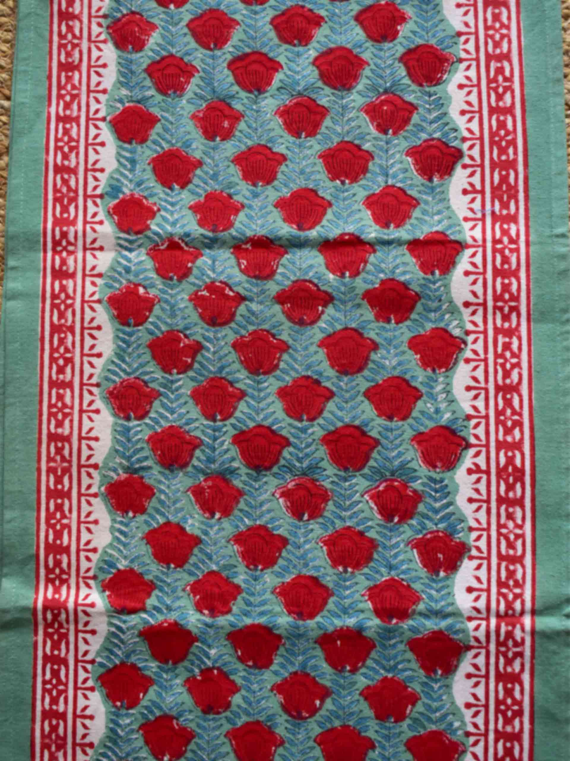 Candlelight Christmas - Dabu Hand Block printed Table Runner 13x70