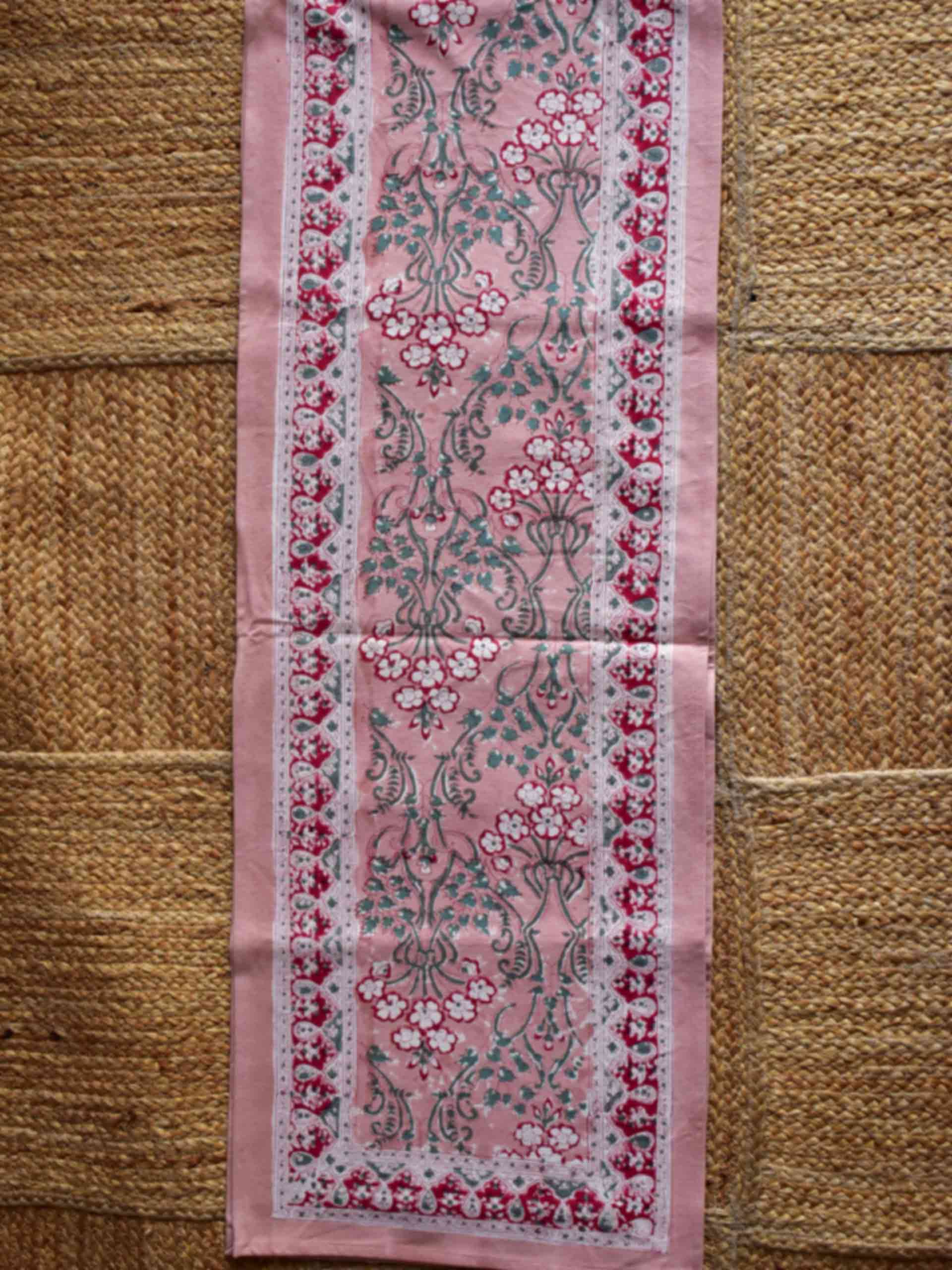 winter wonderland - Dabu Hand Block printed Table Runner 13x70