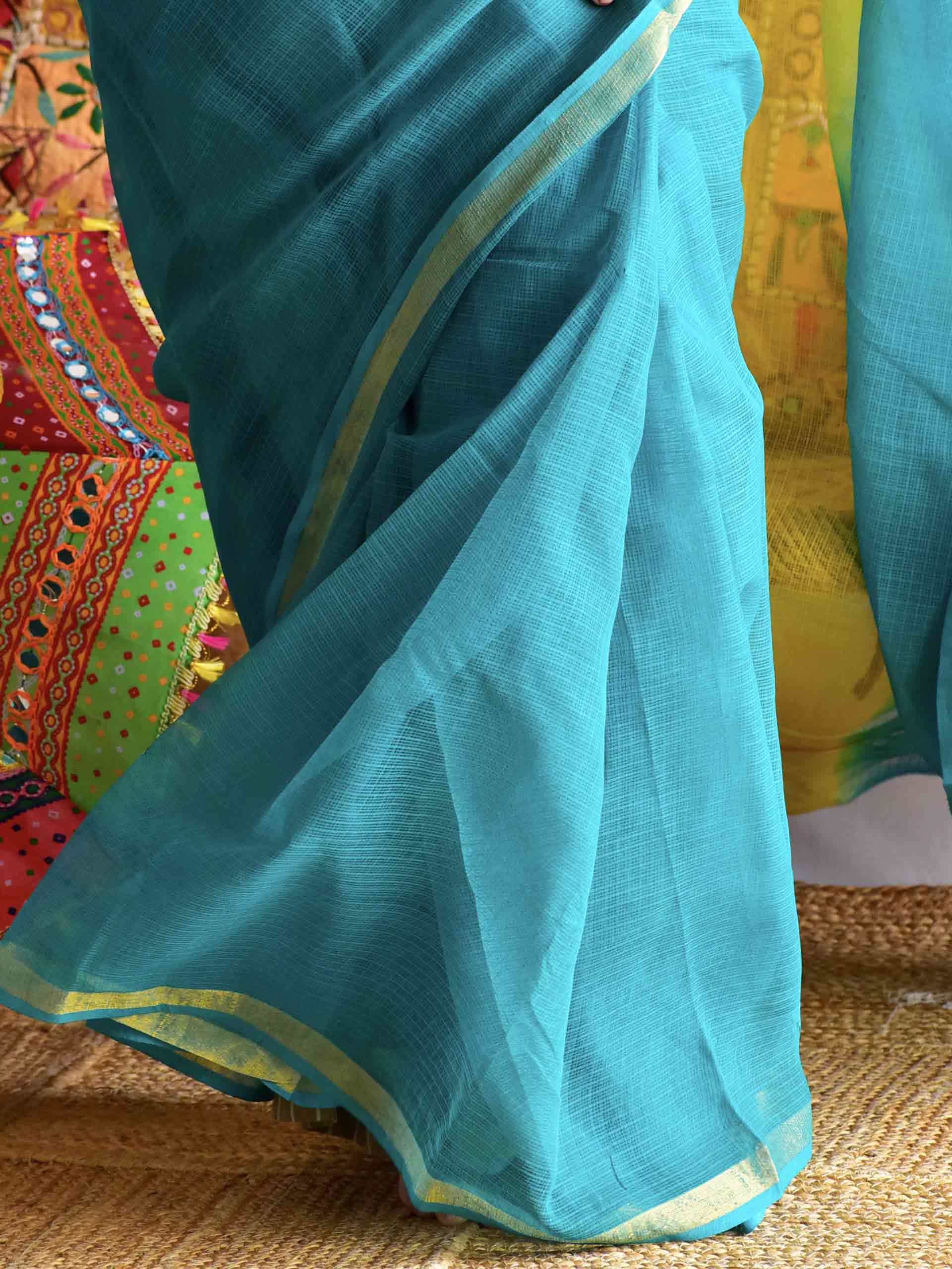Lemon Lagoon - Tie and Dye Kota saree