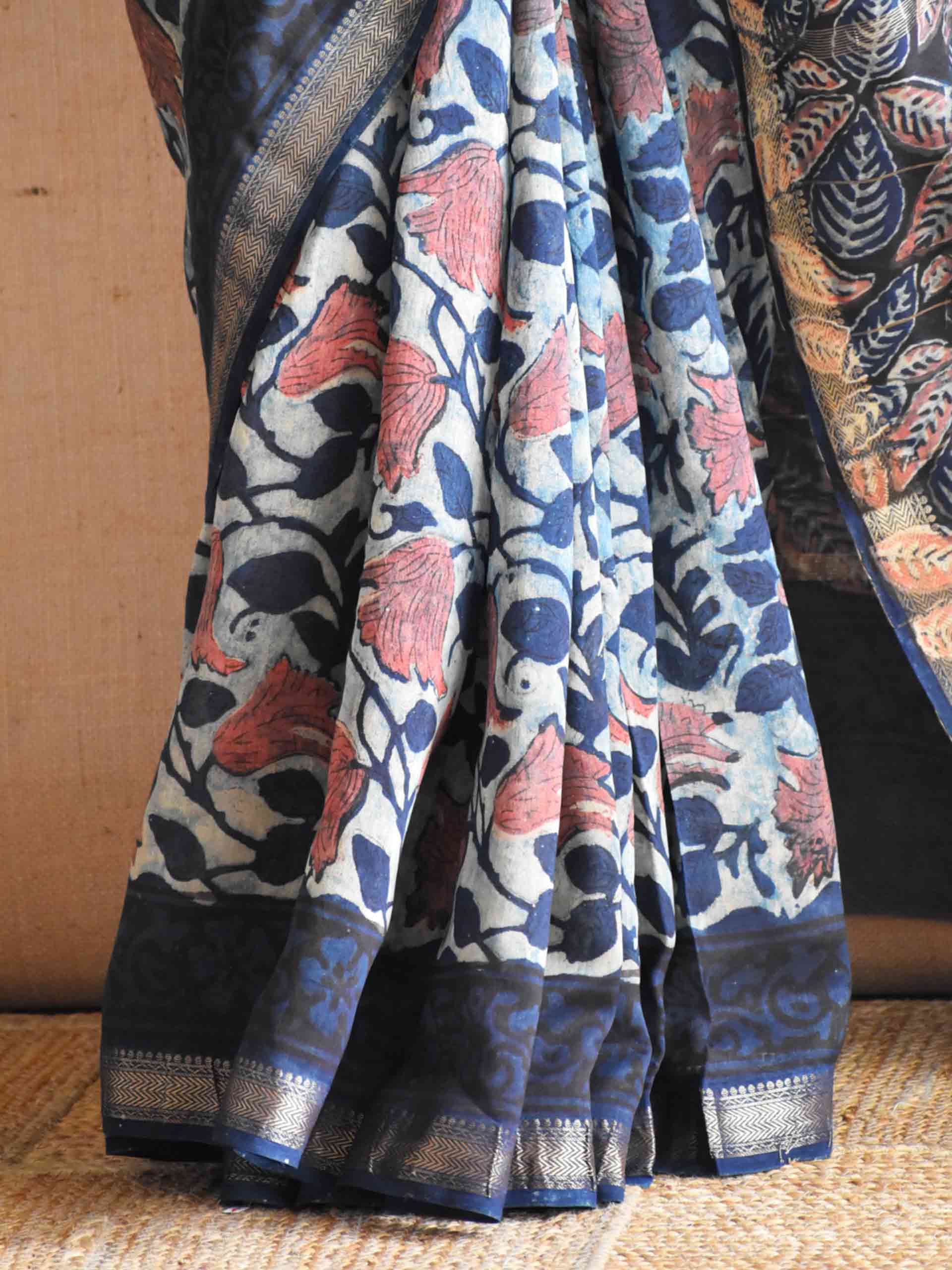 Chandani baha - Bagru Maheshwari silk saree