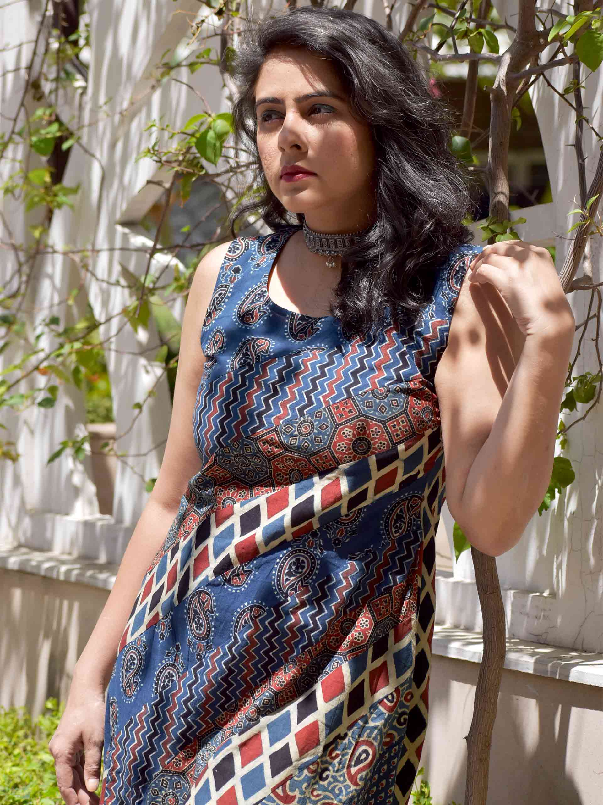 Himari - Ajrakh dress with sleeves