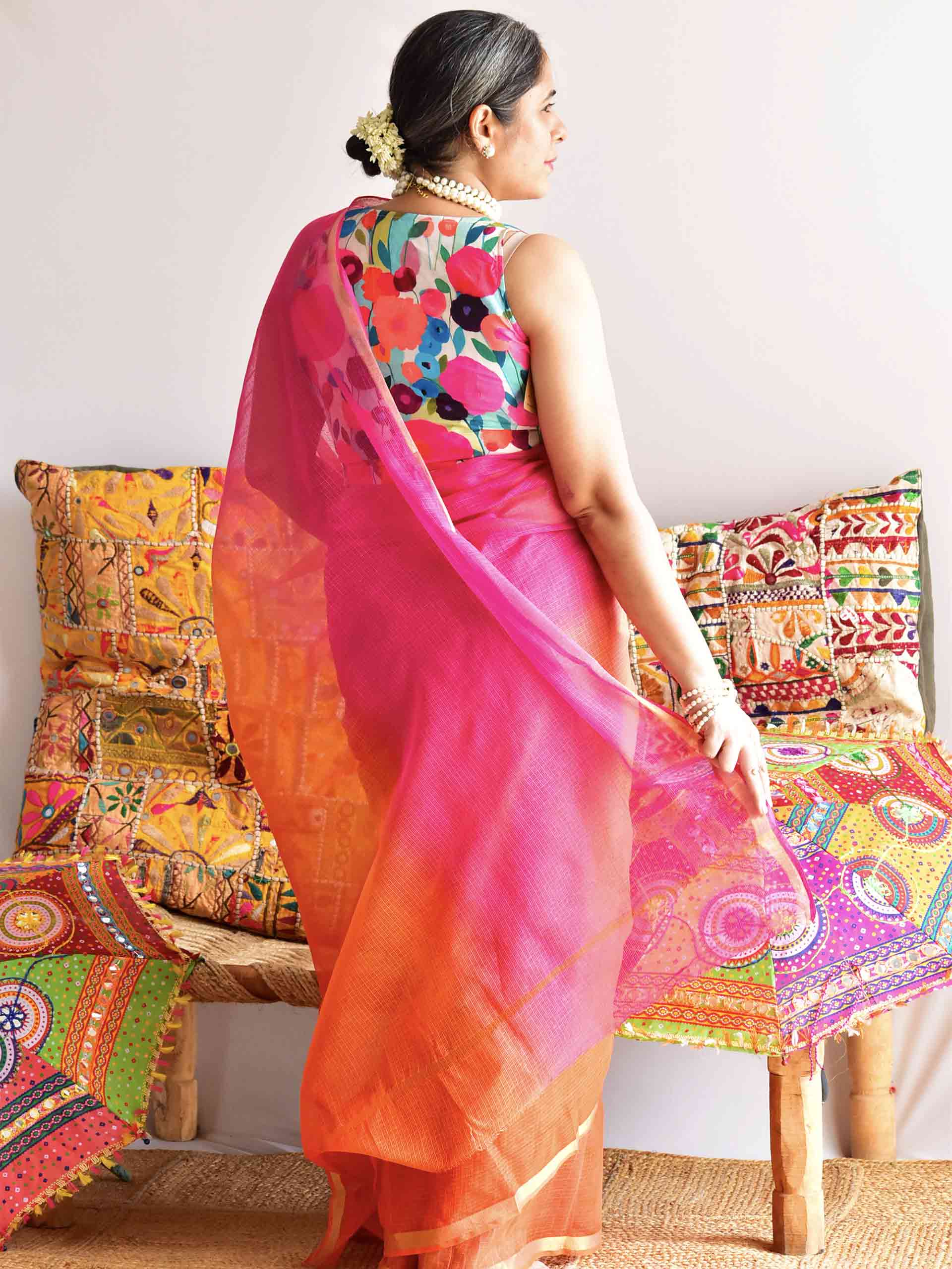 Sunset Sorbet - Tie and Dye Kota saree