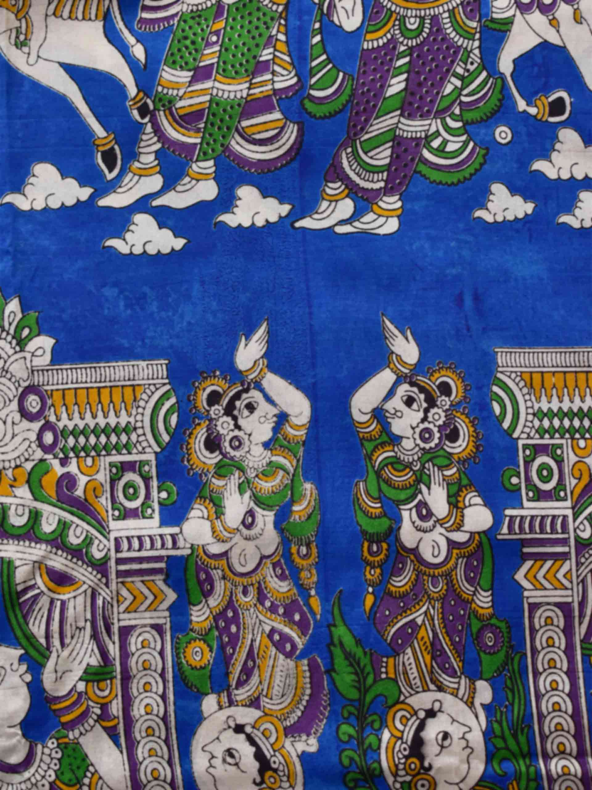 UD042 - kalamkari printed Bangalore Silk nizam border saree