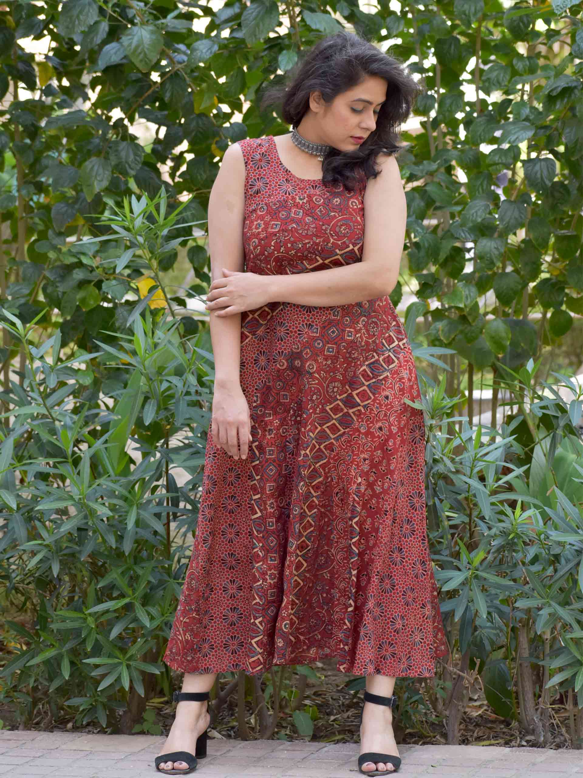 Kaisen - Ajrakh dress with sleeves