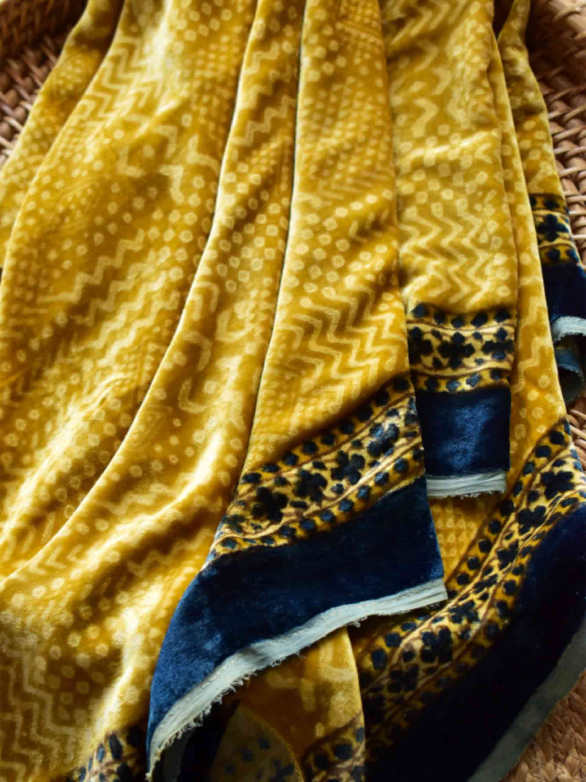 melon - Ajrakh Silk velvet blouse piece 1 meter