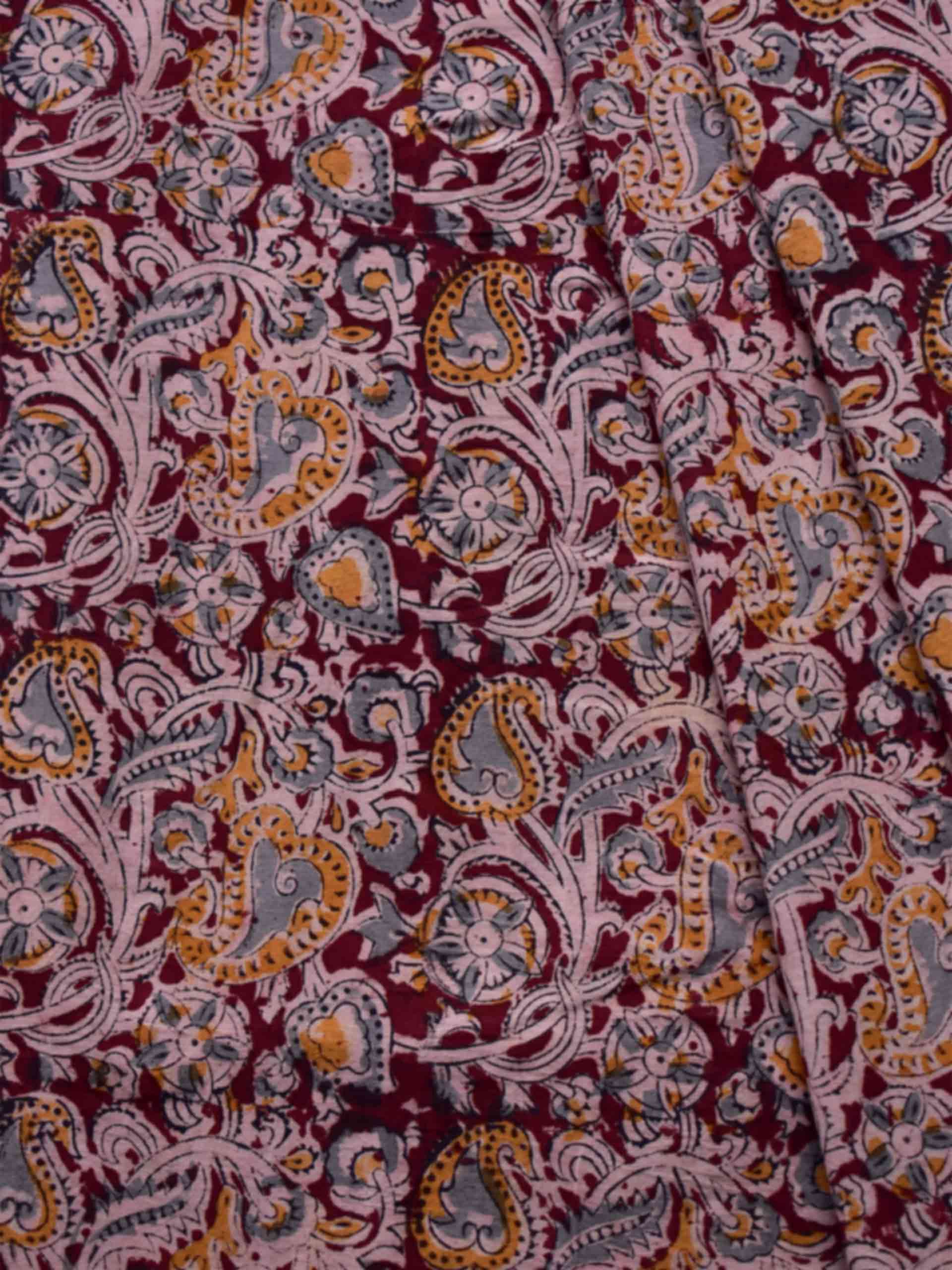 Phulwari - Kalamkari block printed cotton fabric 350 per meter