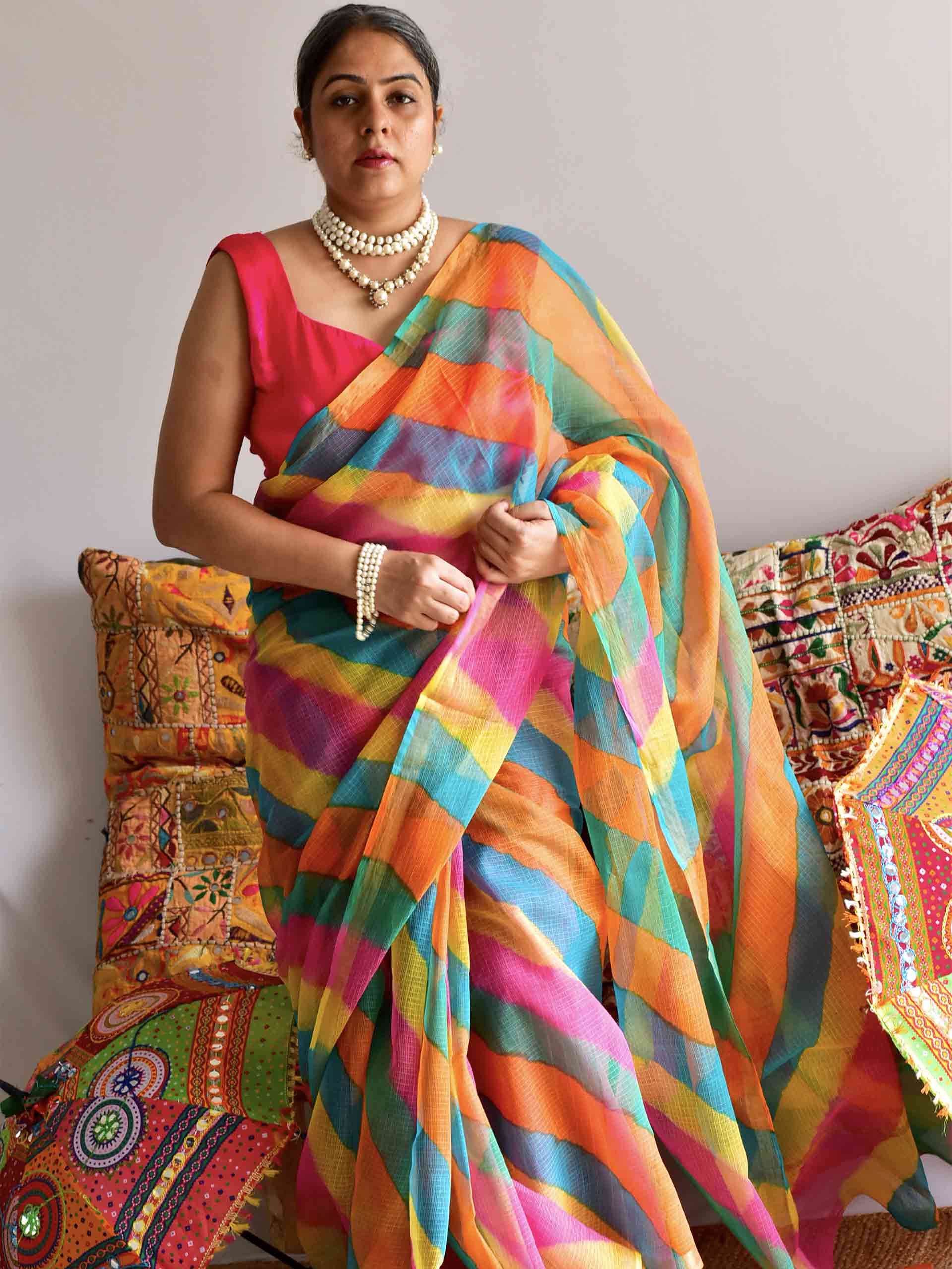 Rainbow ripple - leheriya Kota Saree