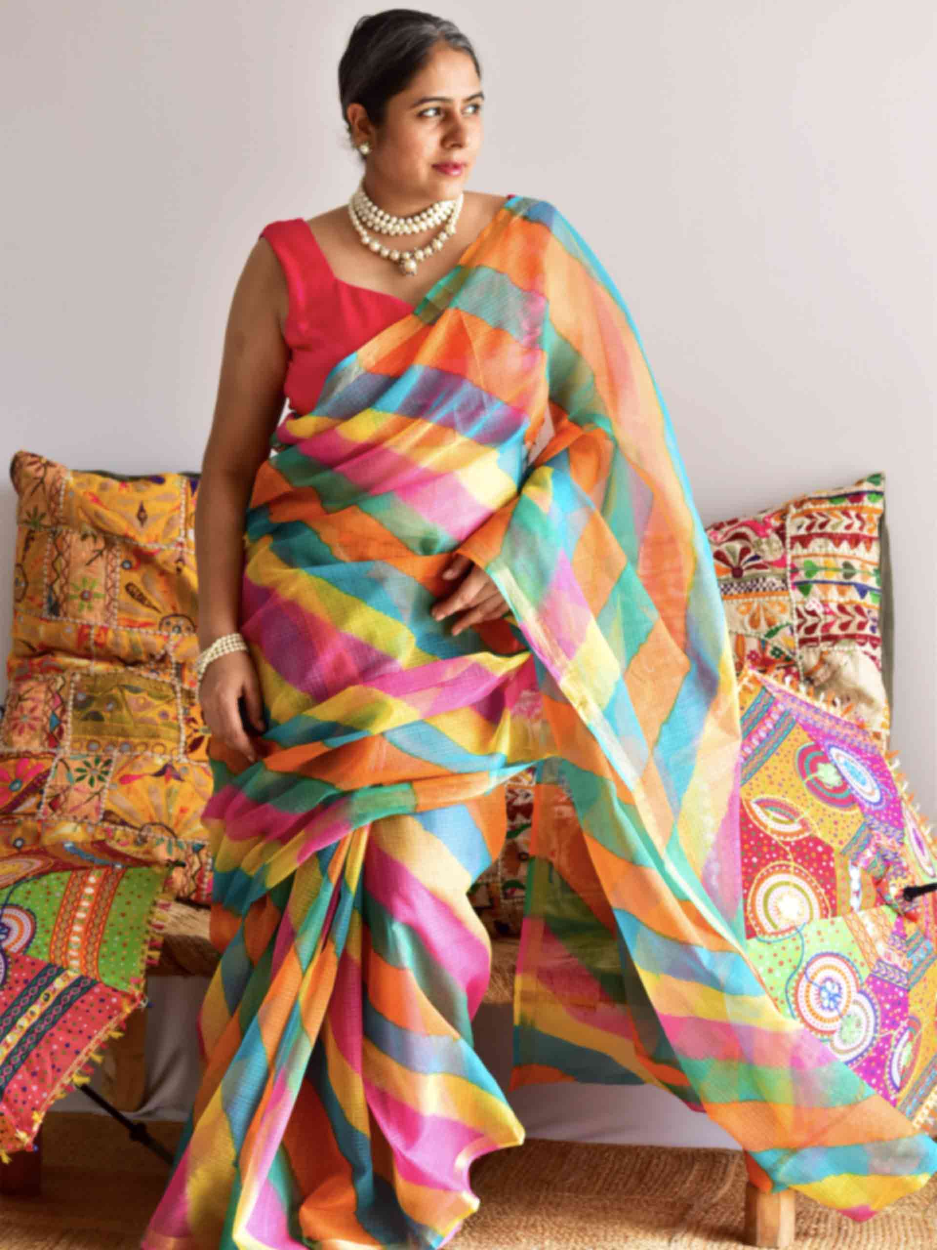 Rainbow ripple - leheriya Kota Saree