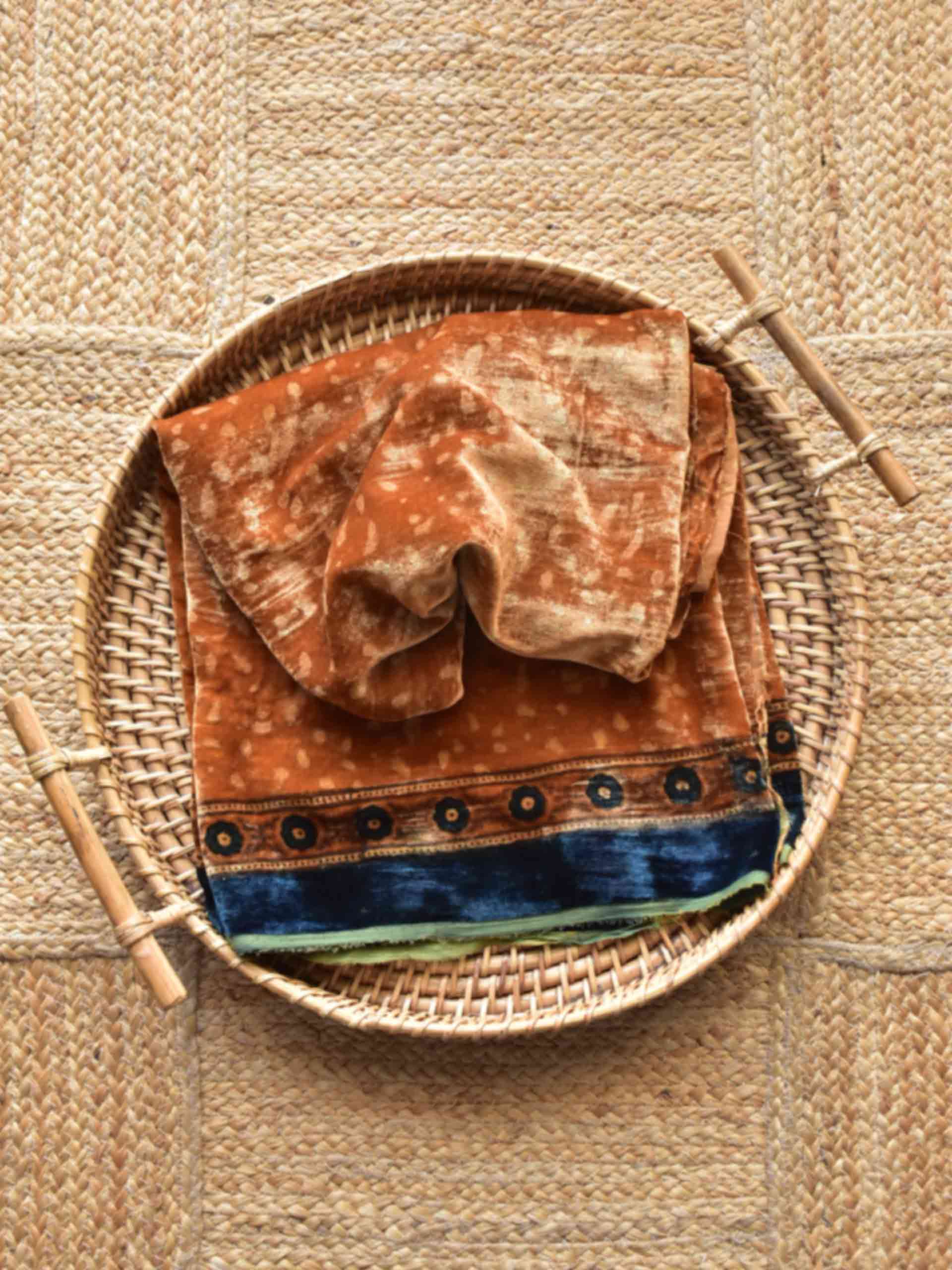 UD033 - Ajrakh Silk velvet blouse piece 1 meter