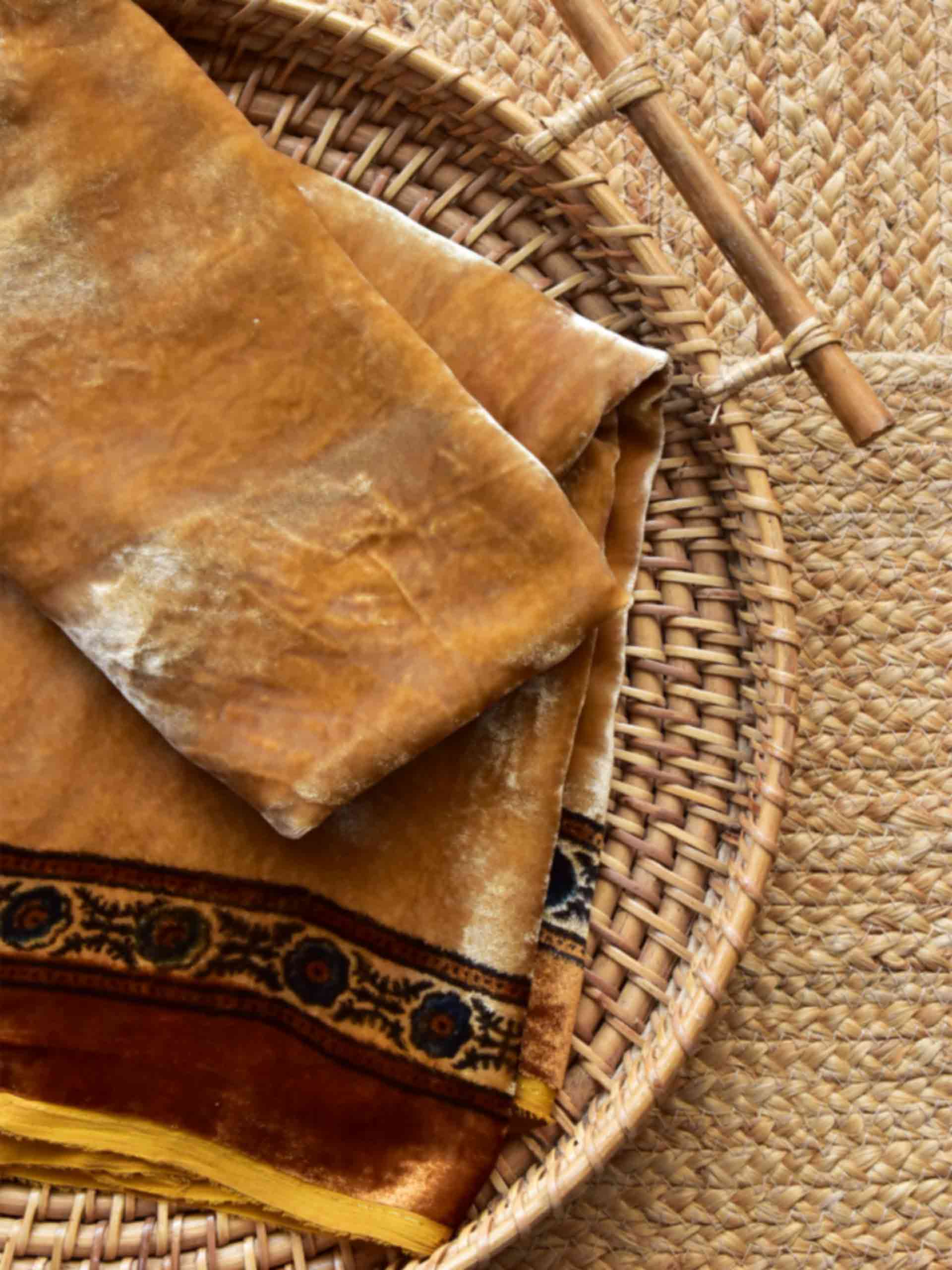 UD034 - Ajrakh Silk velvet blouse piece 1 meter