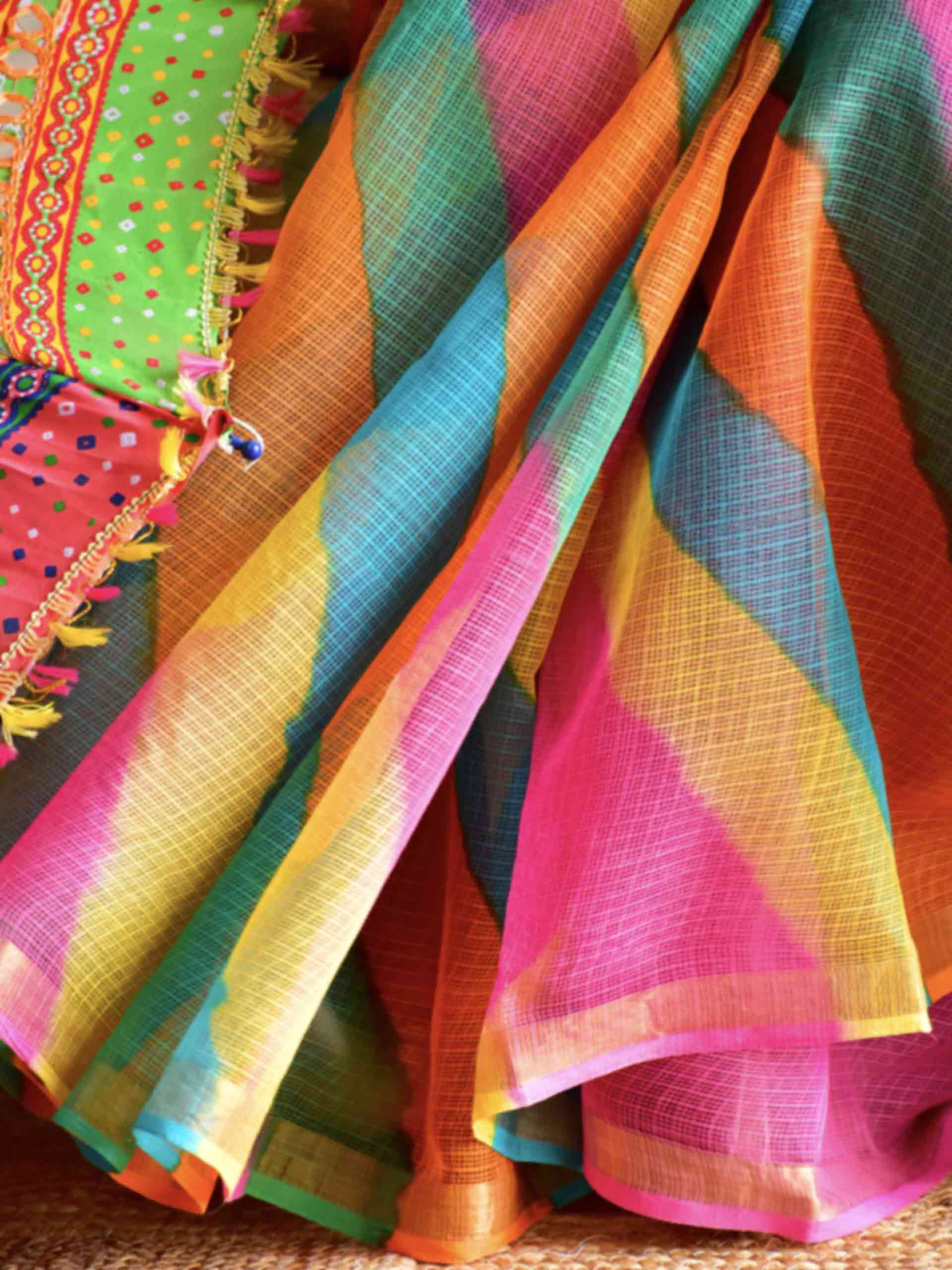 Rainbow ripple - leheriya Kota Saree