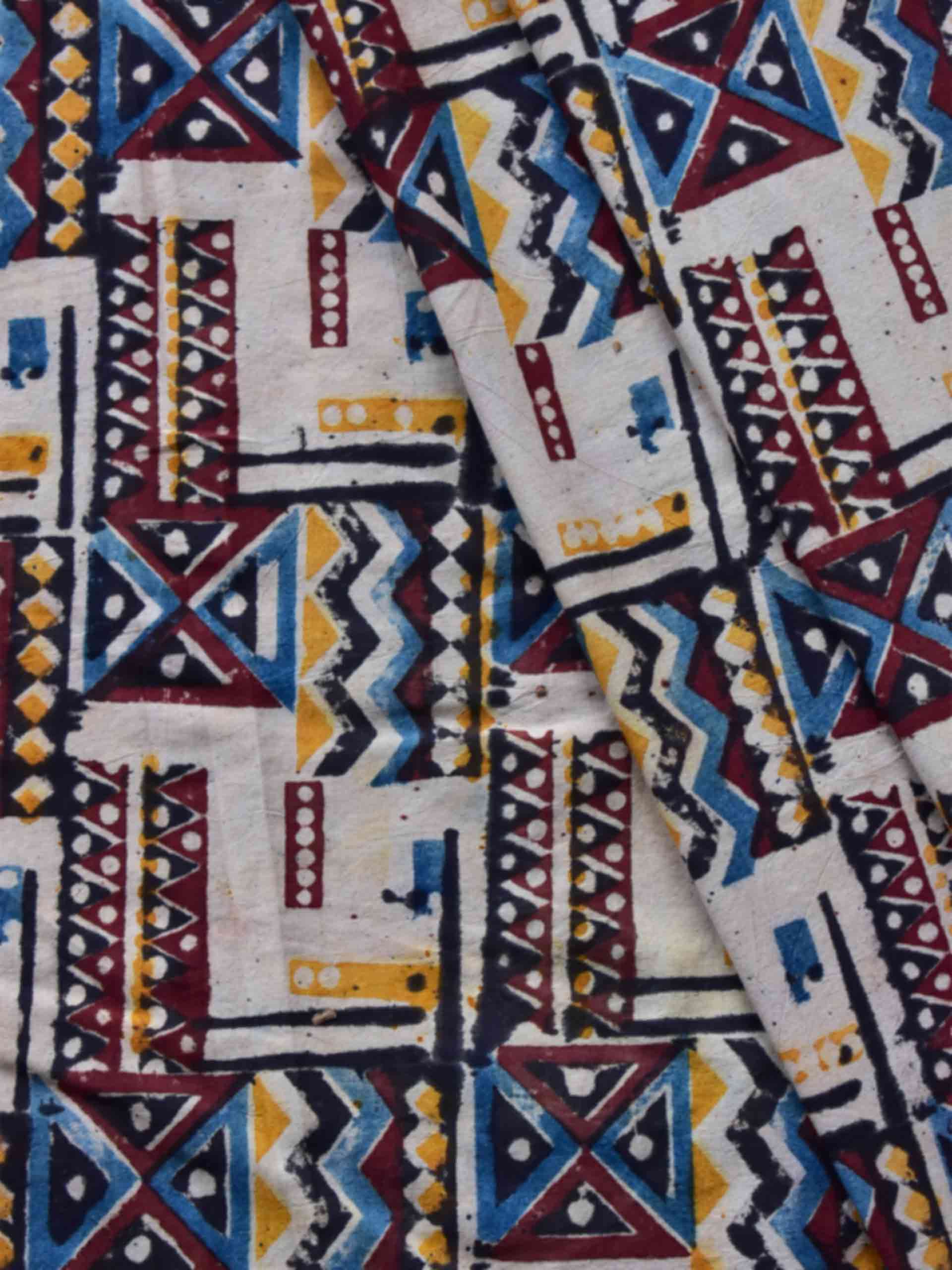 Khusnuma -Kalamkari block printed cotton fabric 200 per meter