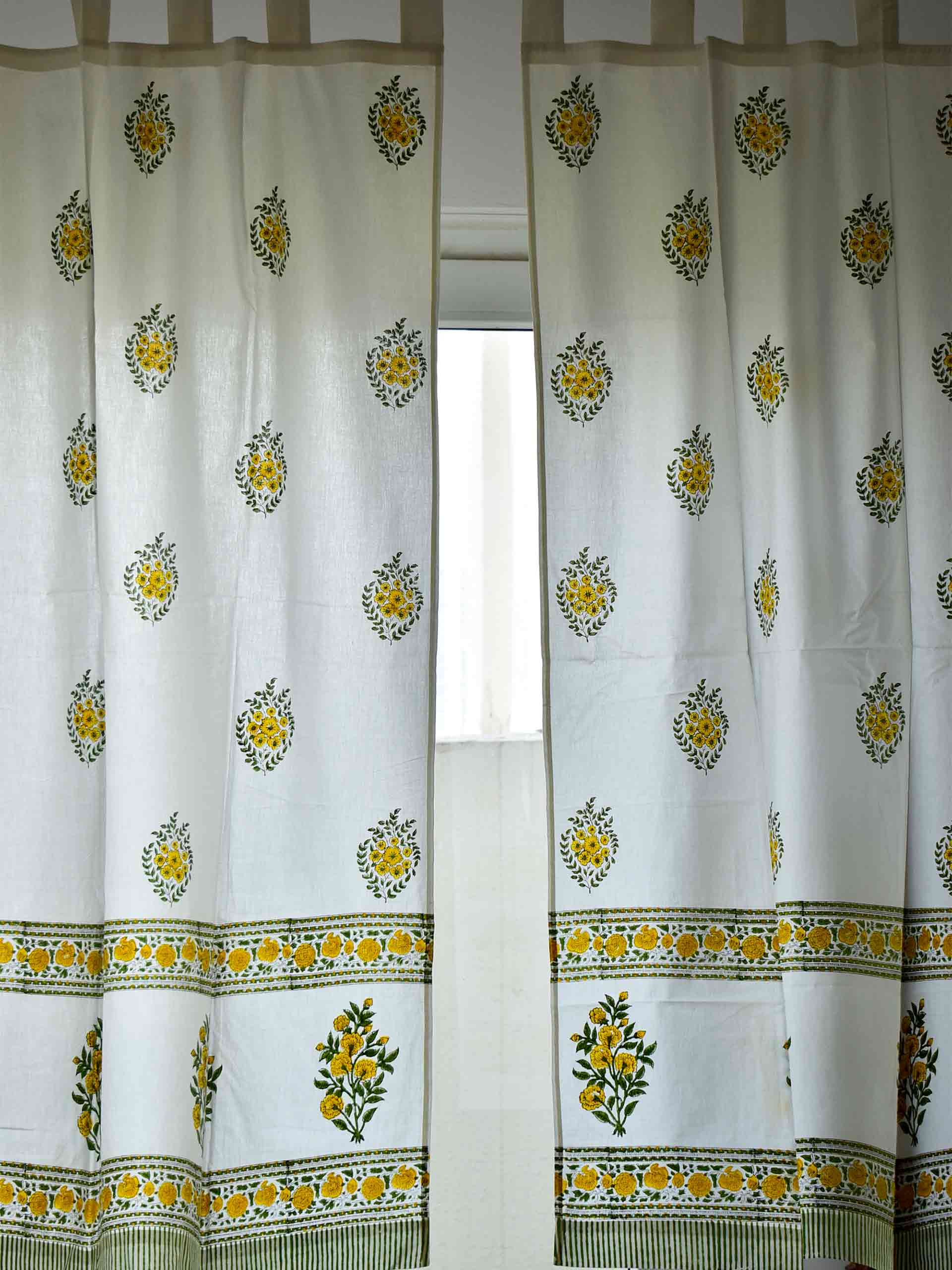 mustard  - Hand block printed curtain (8 ft)