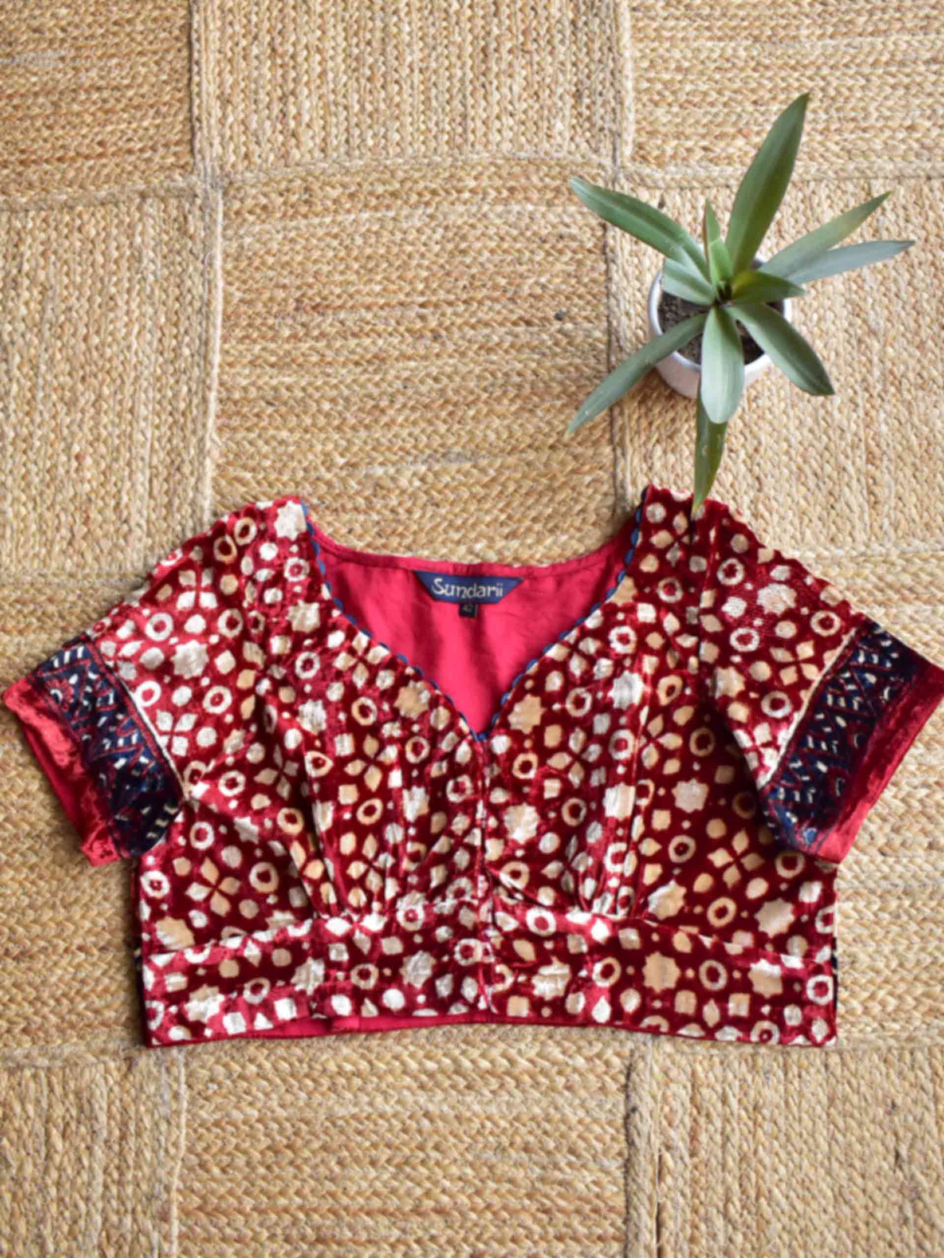 Sample 017 - Ajrakh silk velvet blouse