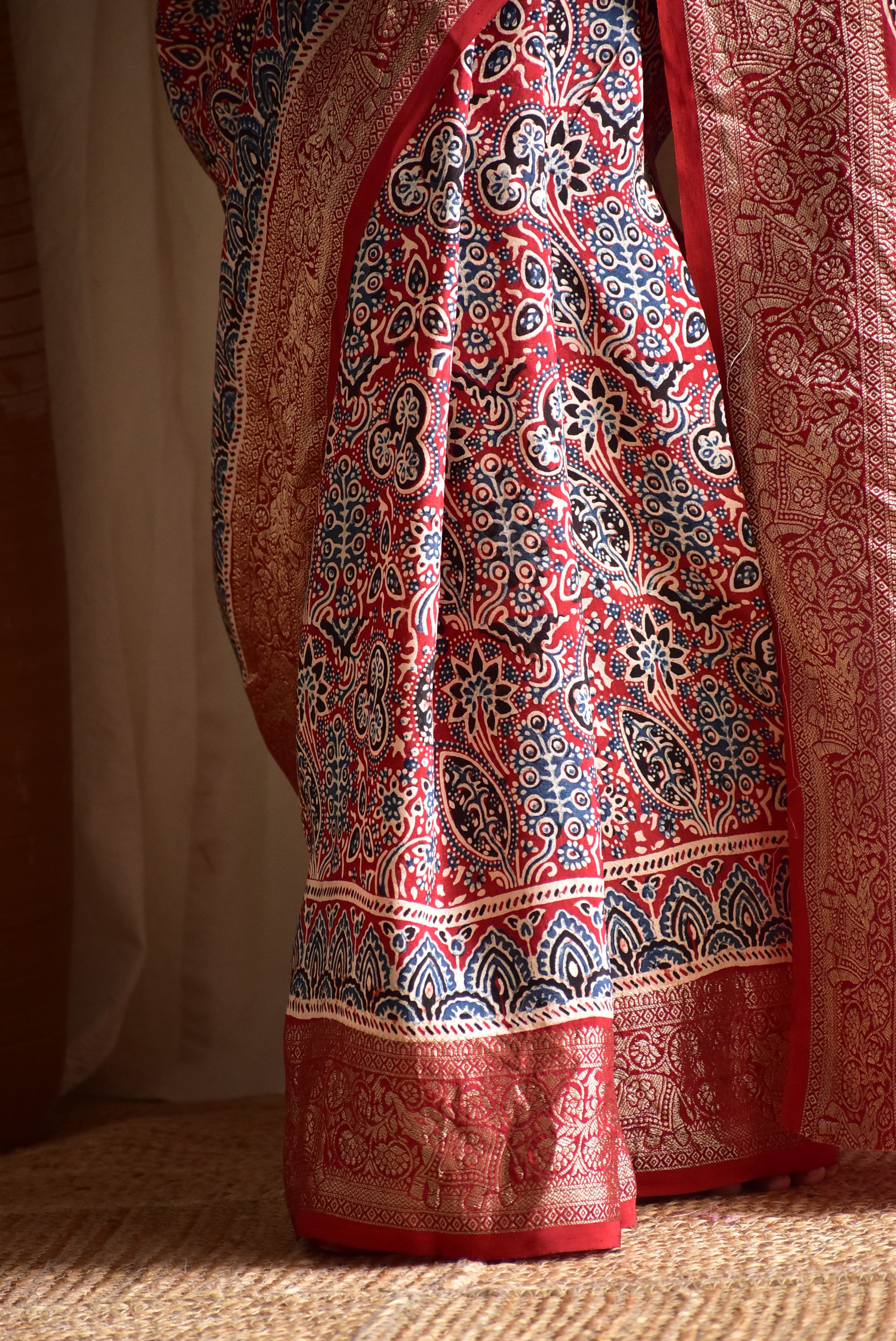 Sanskriti - Ajrakh Dola silk zari pallu saree