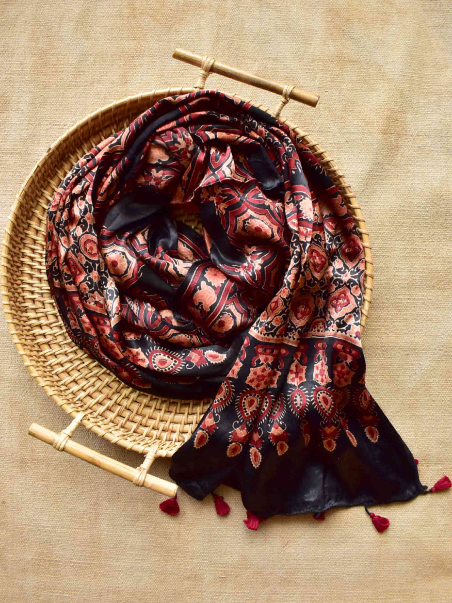 Meena - Ajrakh Mashru silk dupatta