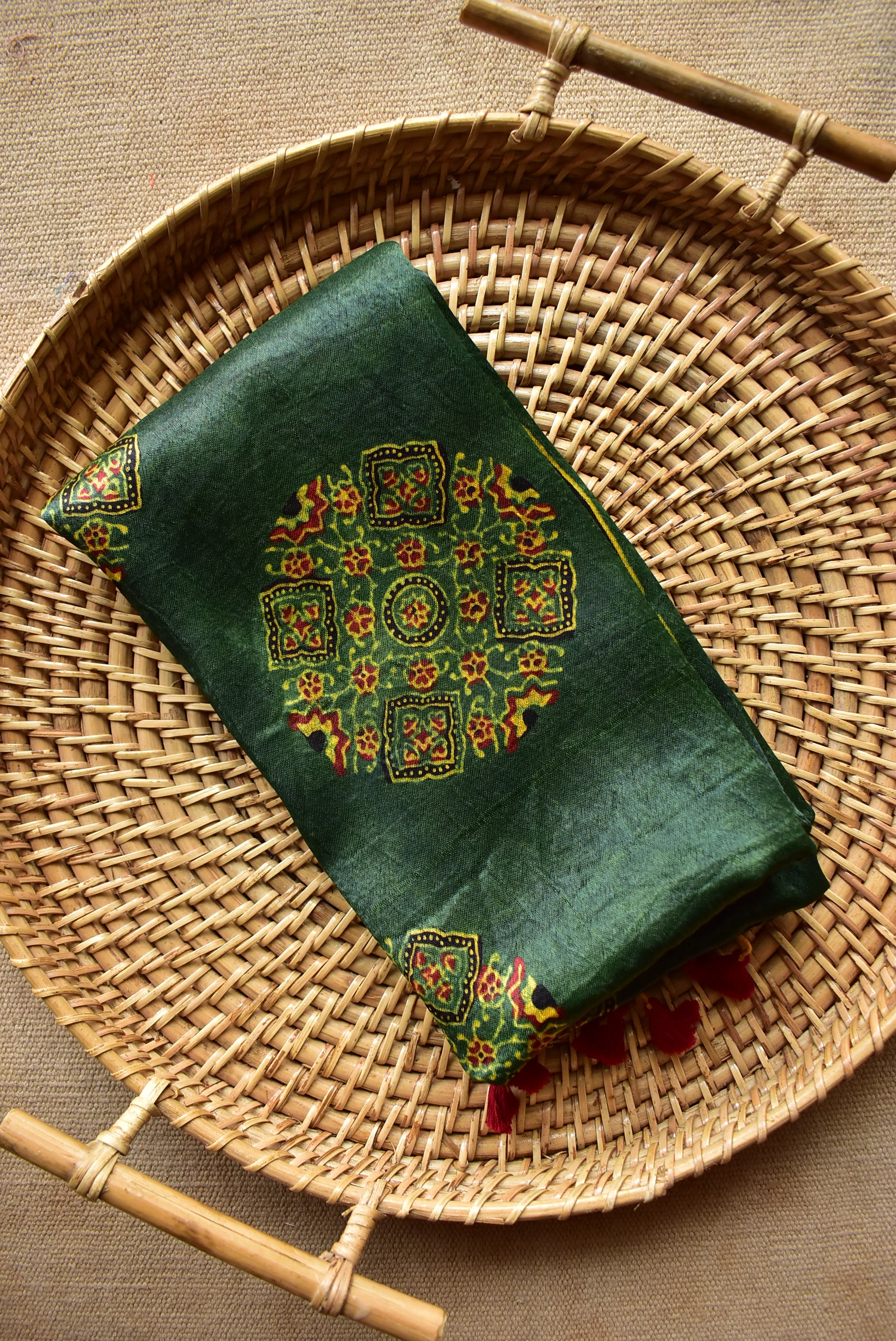 Goblet - Ajrakh hand block printed Mashru silk stole