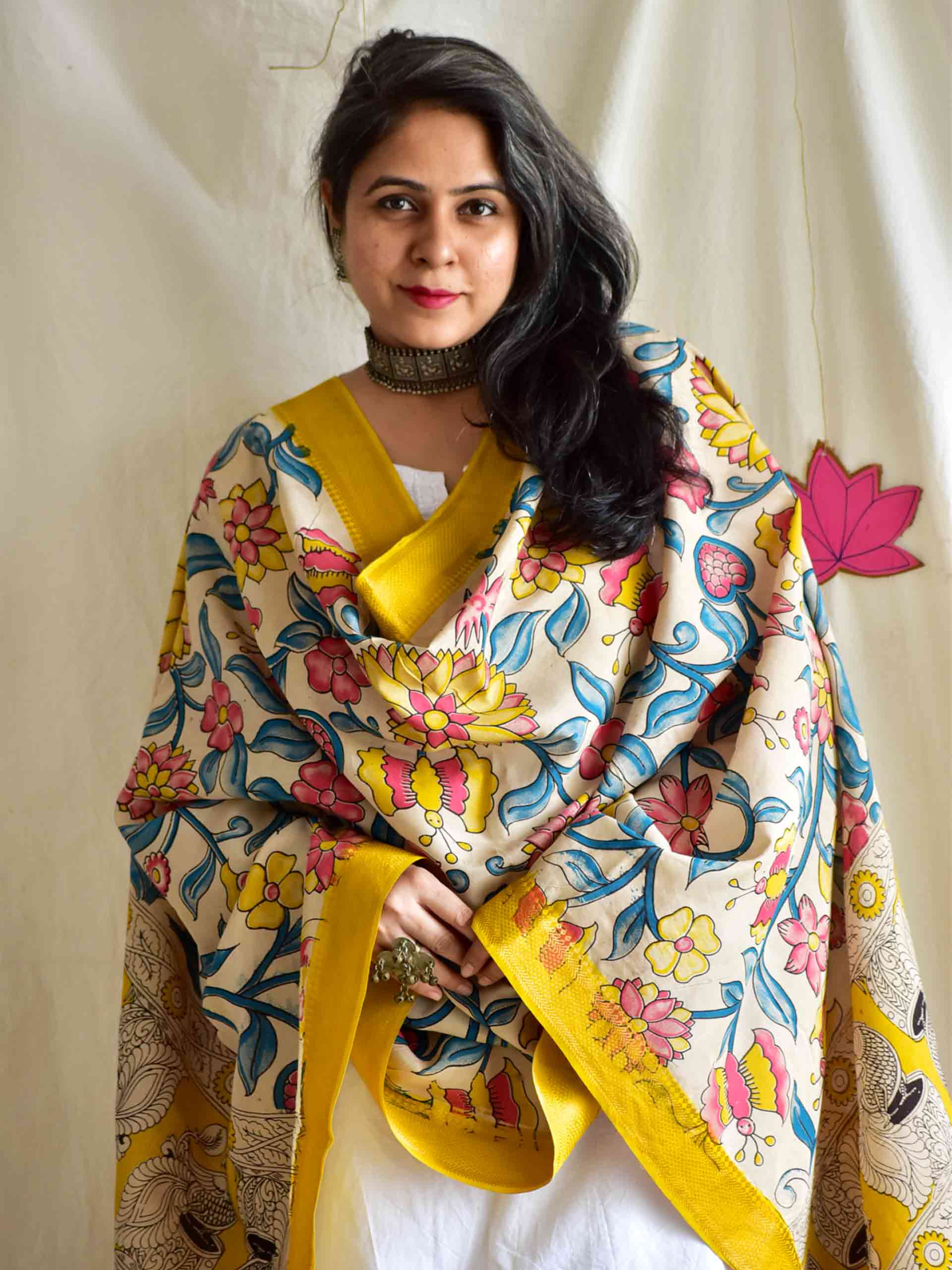 Mehram - Bangalore silk kalamkari printed Dupatta