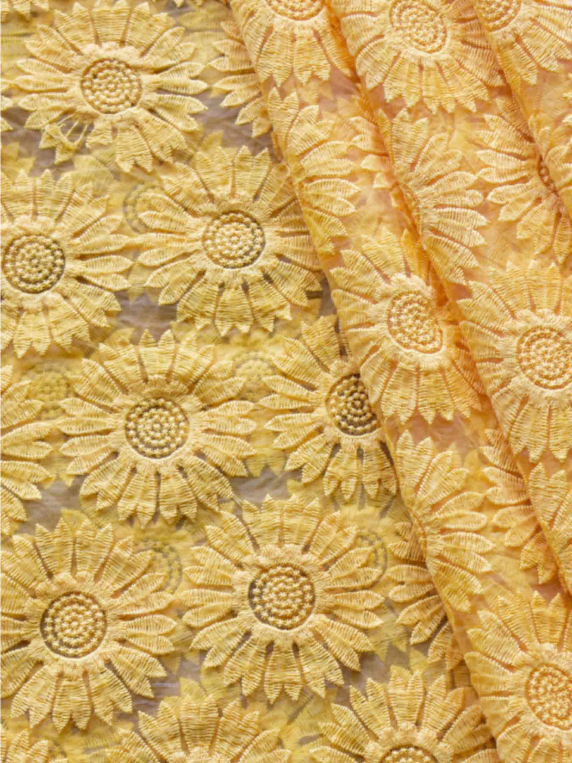Sunflower - Organza embroidery fabric 150 per meter