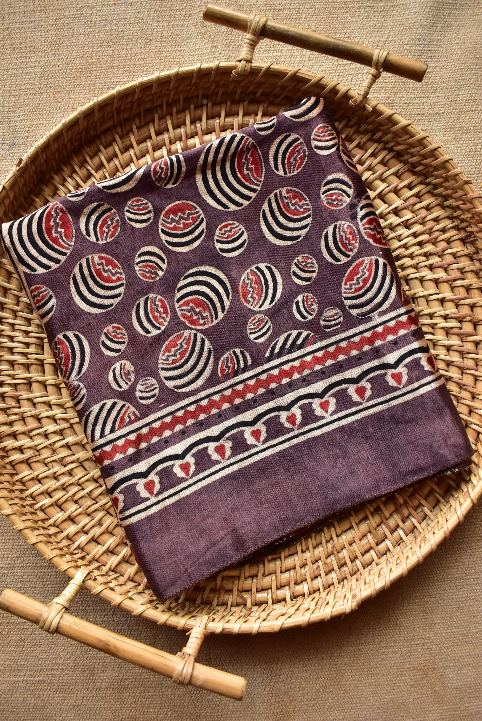 Gol - Ajrakh hand block printed Mashru silk stole