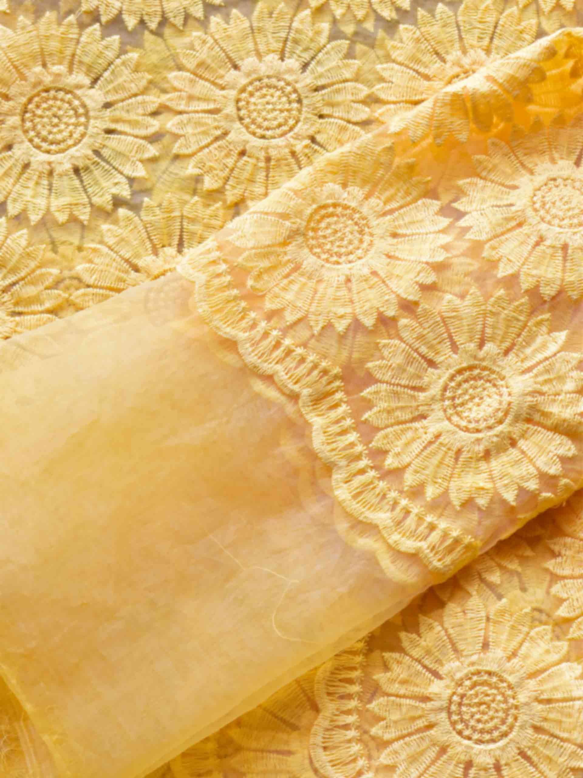Sunflower - Organza embroidery fabric 150 per meter