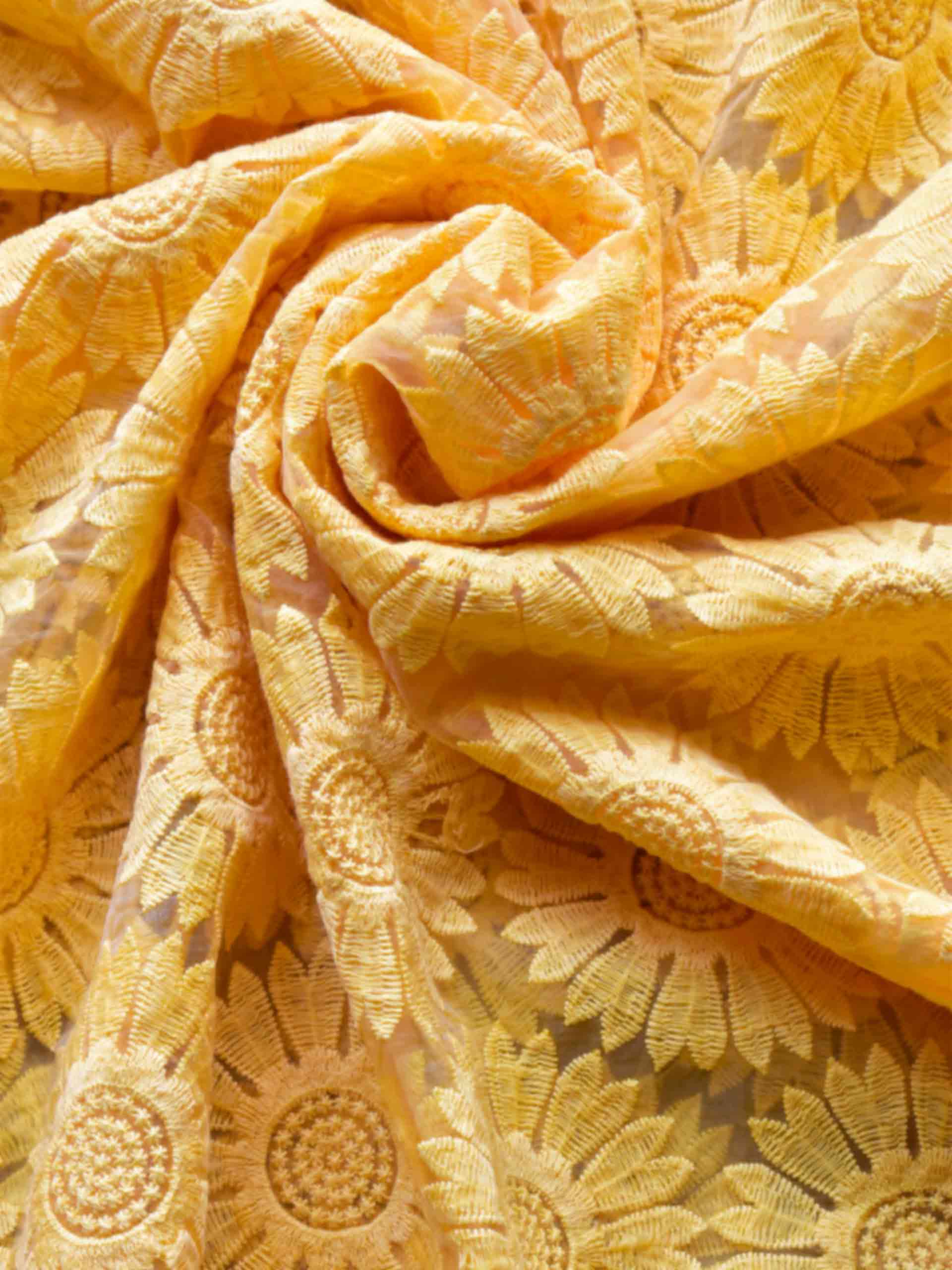 Sunflower - Organza embroidery fabric 150 per meter
