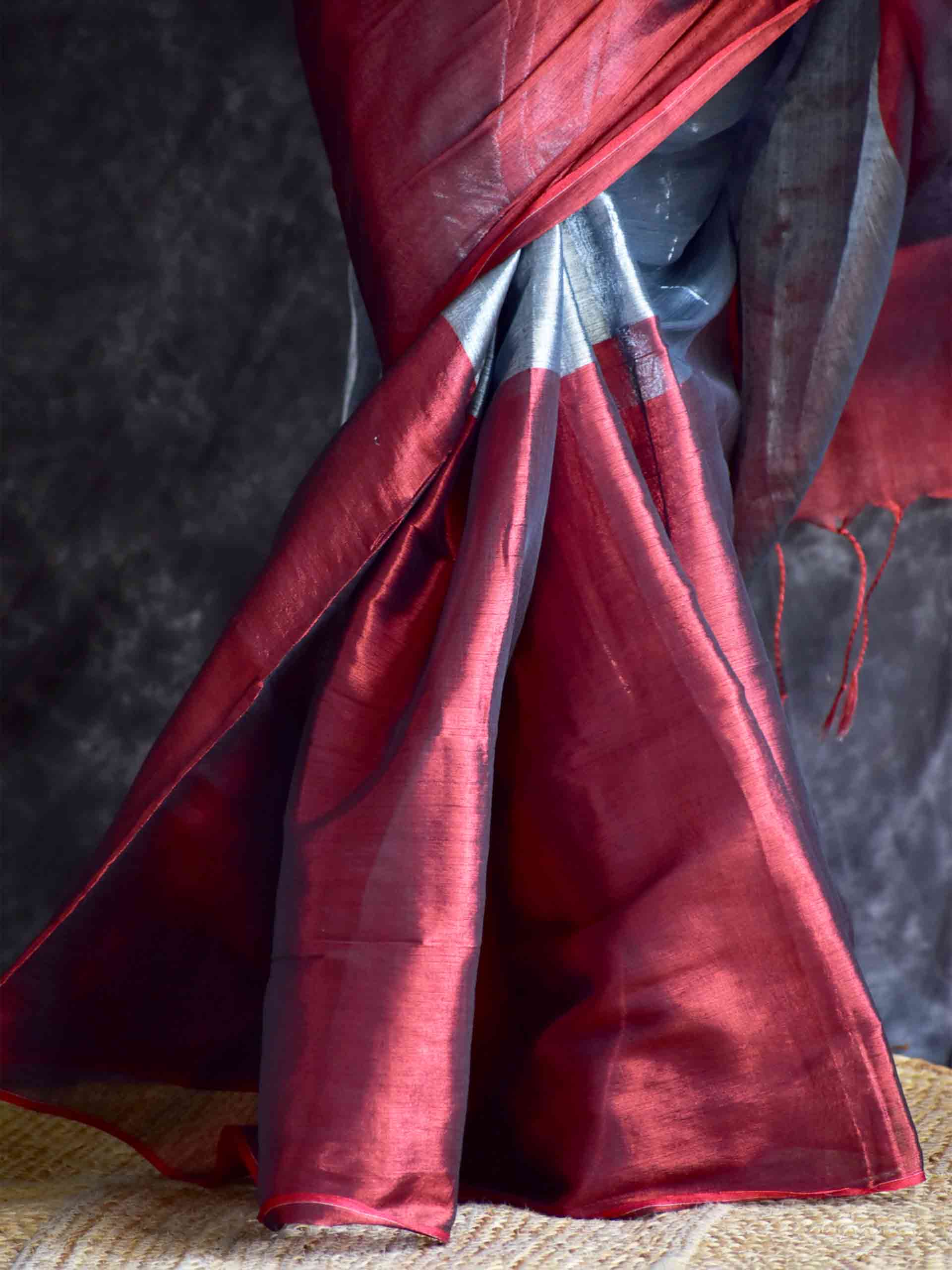 Ruby woo - Dual Shaded Tissue Saree