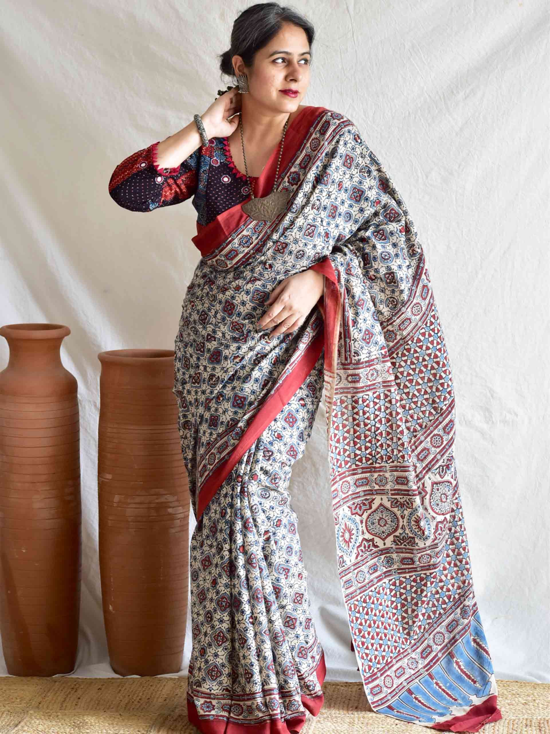 Shamma - Ajrakh cotton saree